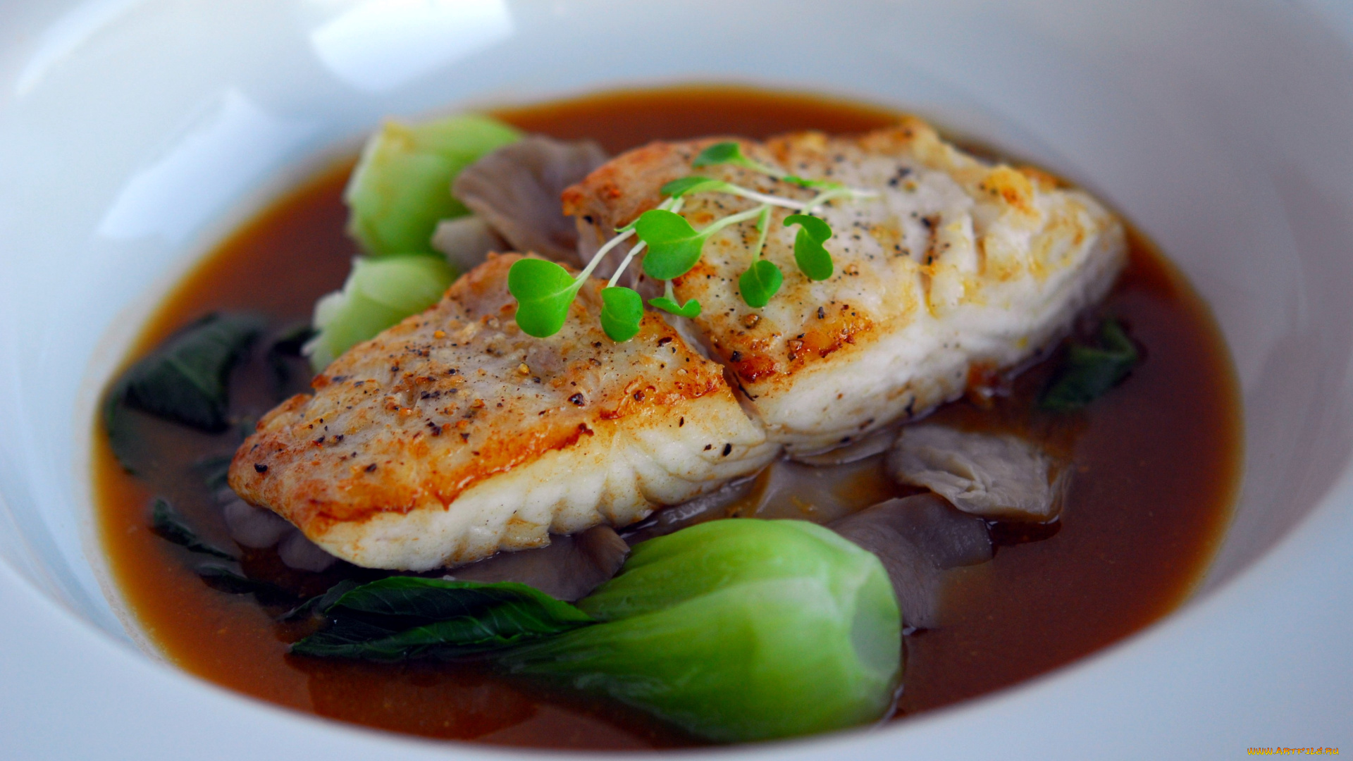 еда, рыбные, блюда, , с, морепродуктами, палтус