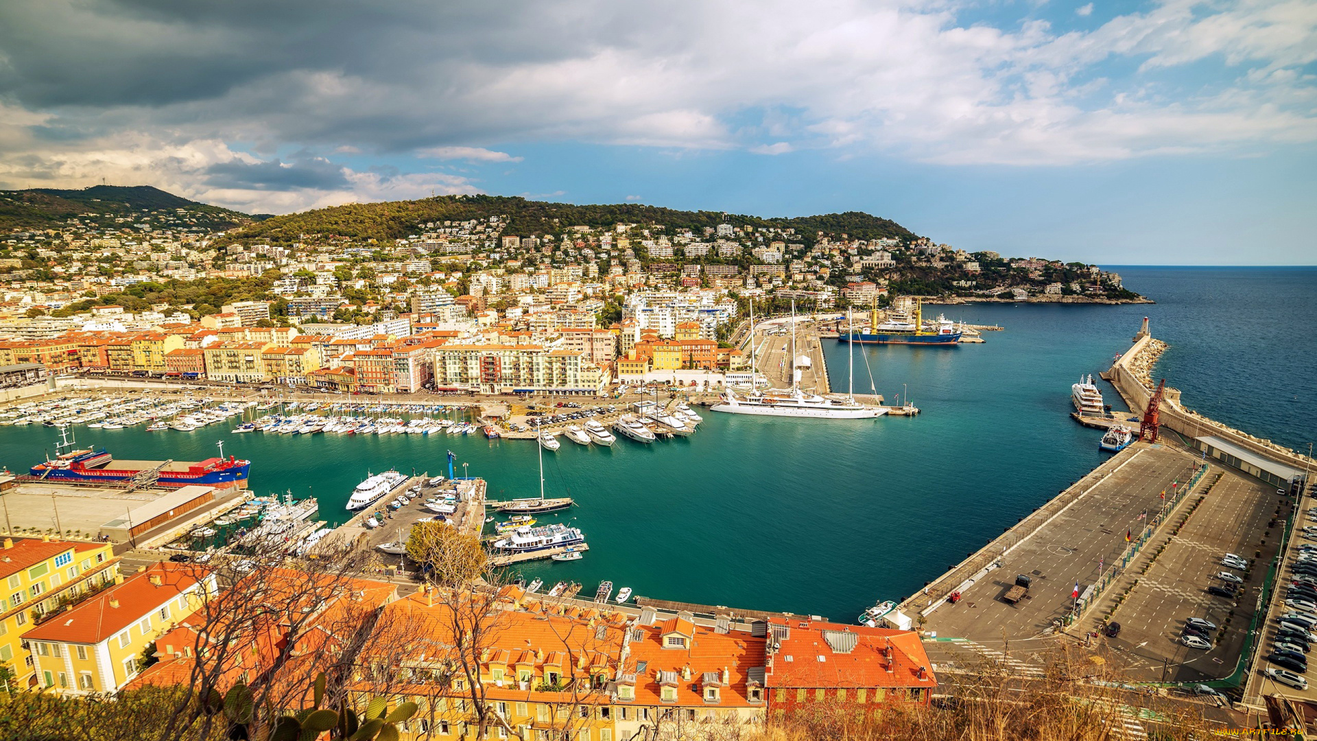 города, ницца, , франция, панорама