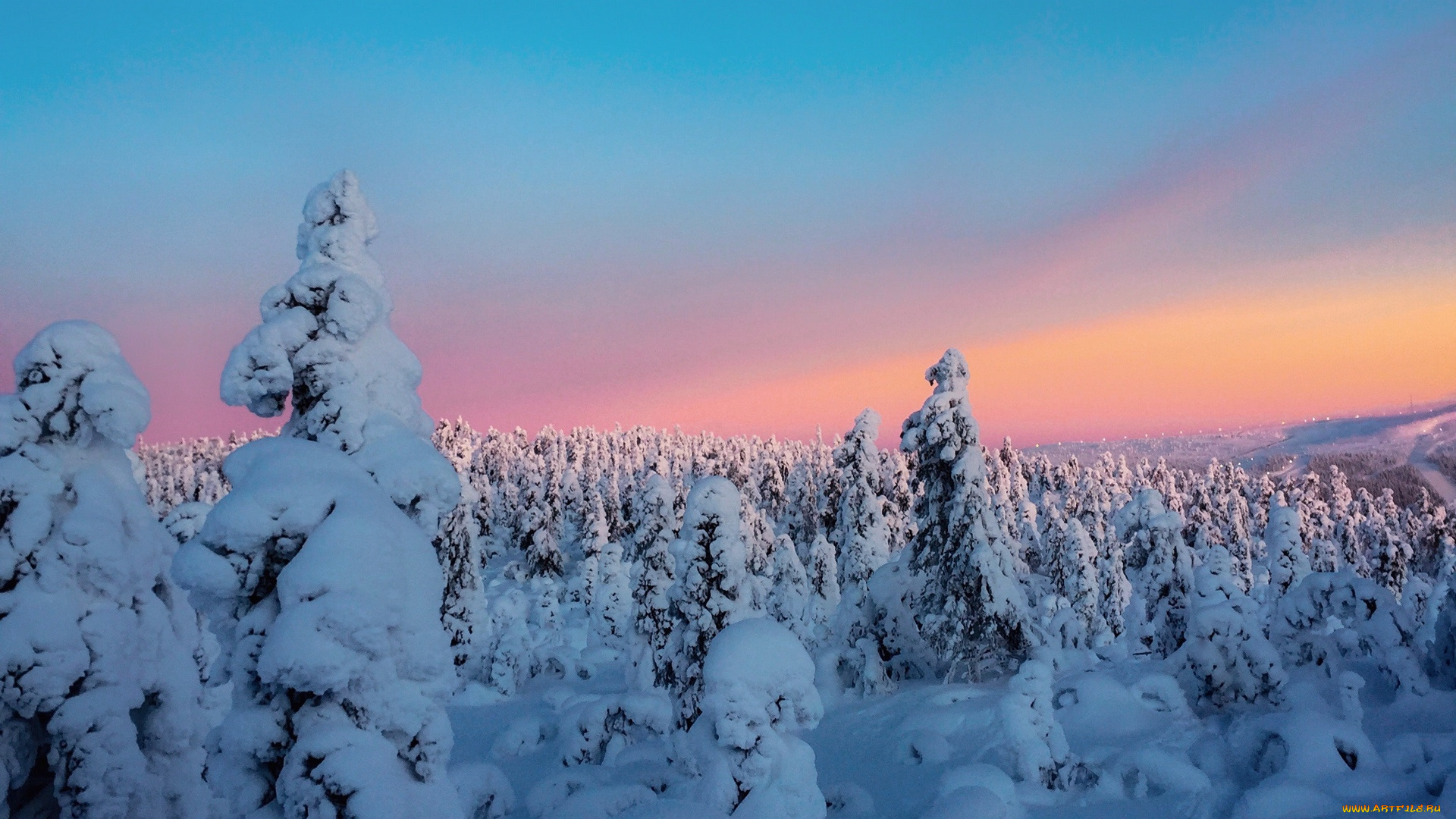 природа, зима, снег, деревья