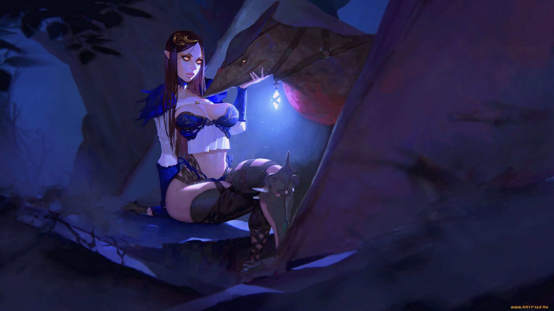 фэнтези, красавицы, и, чудовища, фон, девушка, существо