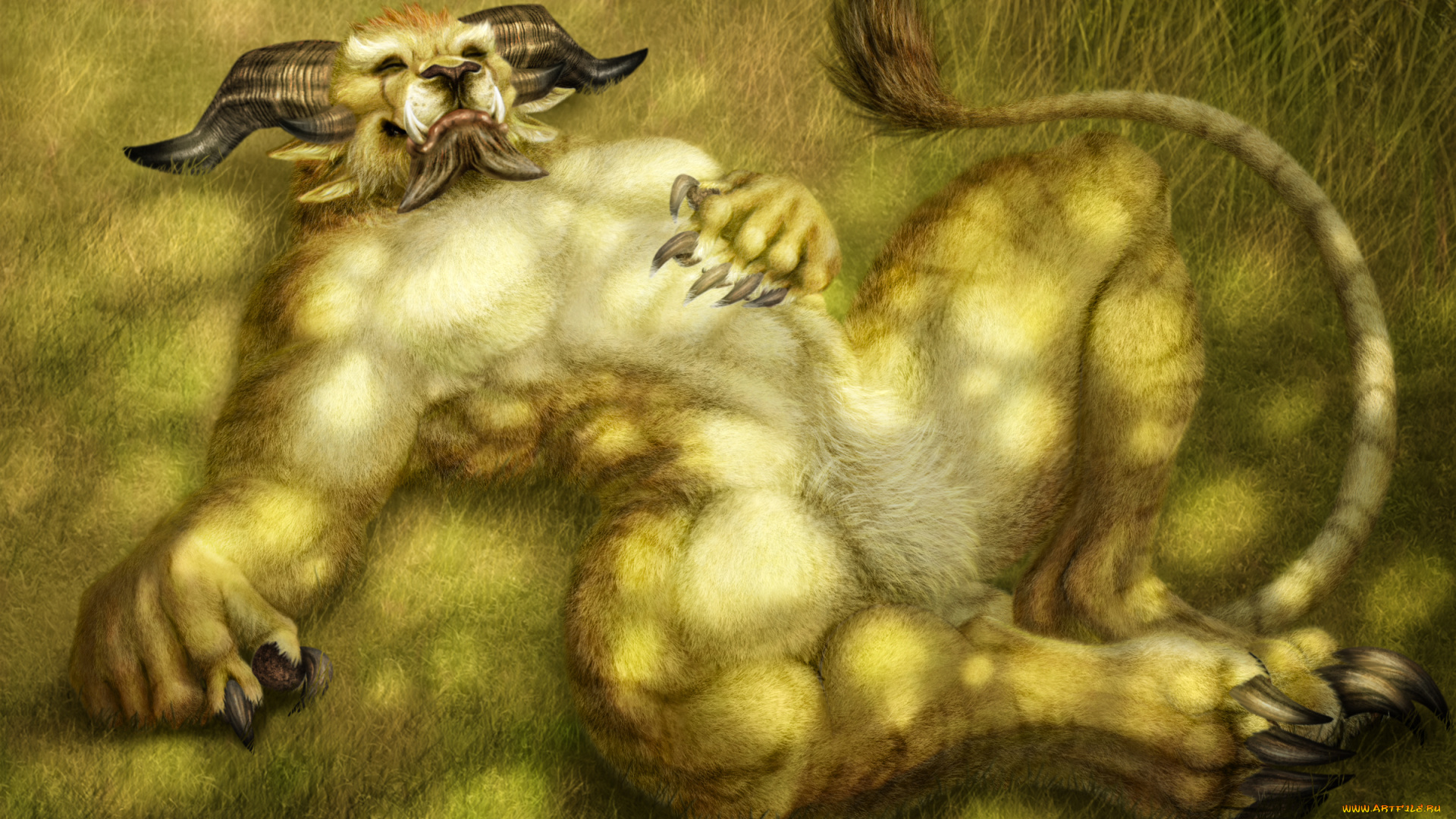 фэнтези, существа, существо, фон, рога, хвост