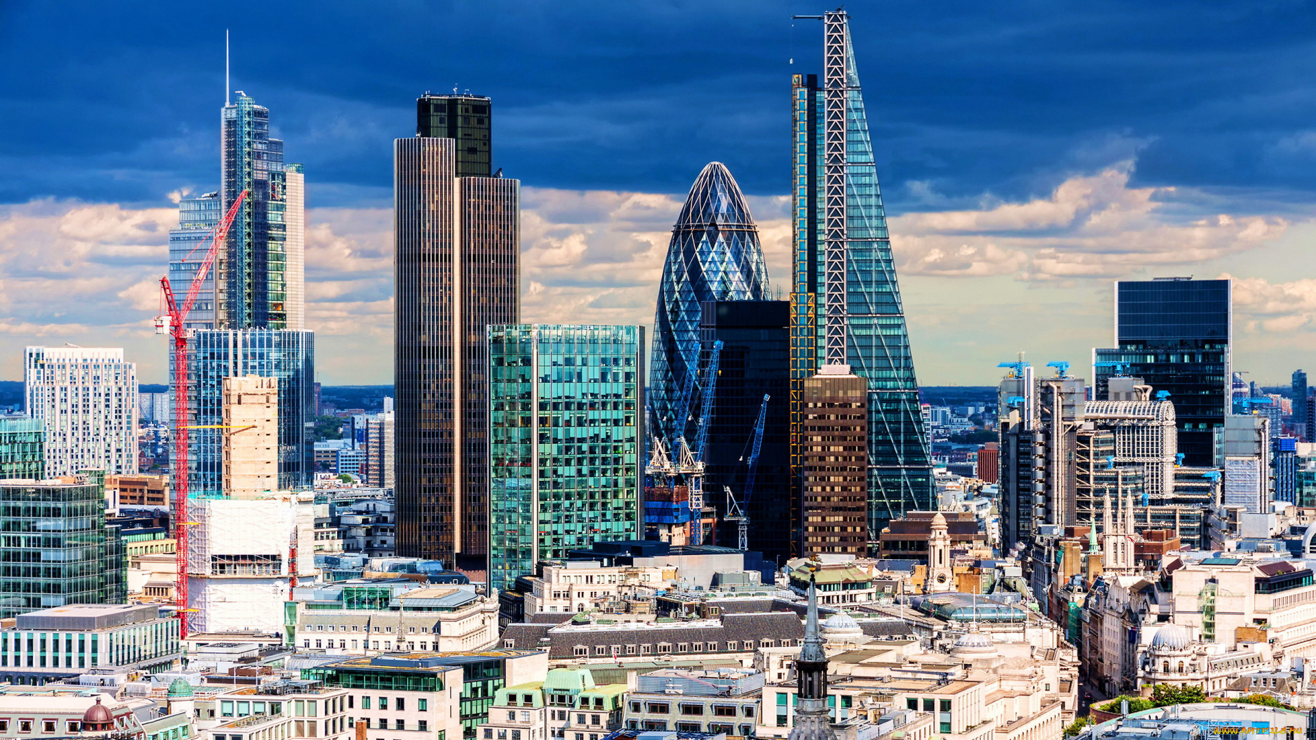 города, лондон, , великобритания, панорама