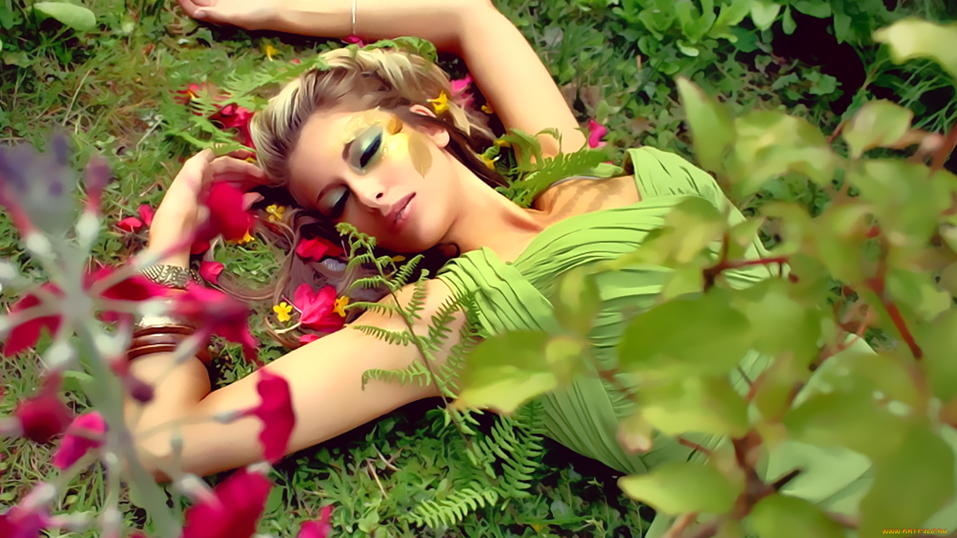 календари, фэнтези, девушка, 2019, природа, макияж, женщина, растение, сон, calendar