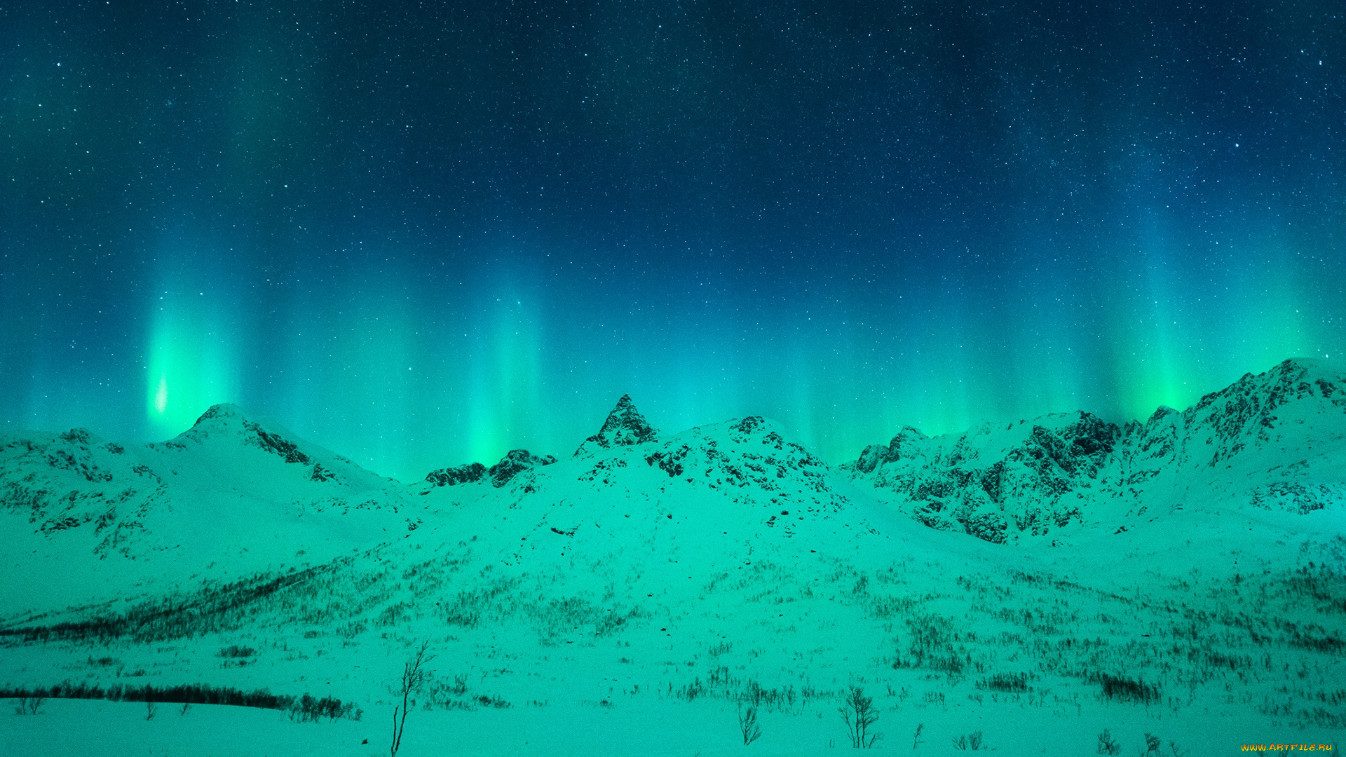 природа, северное, сияние, северное, сияние, в, норвегии