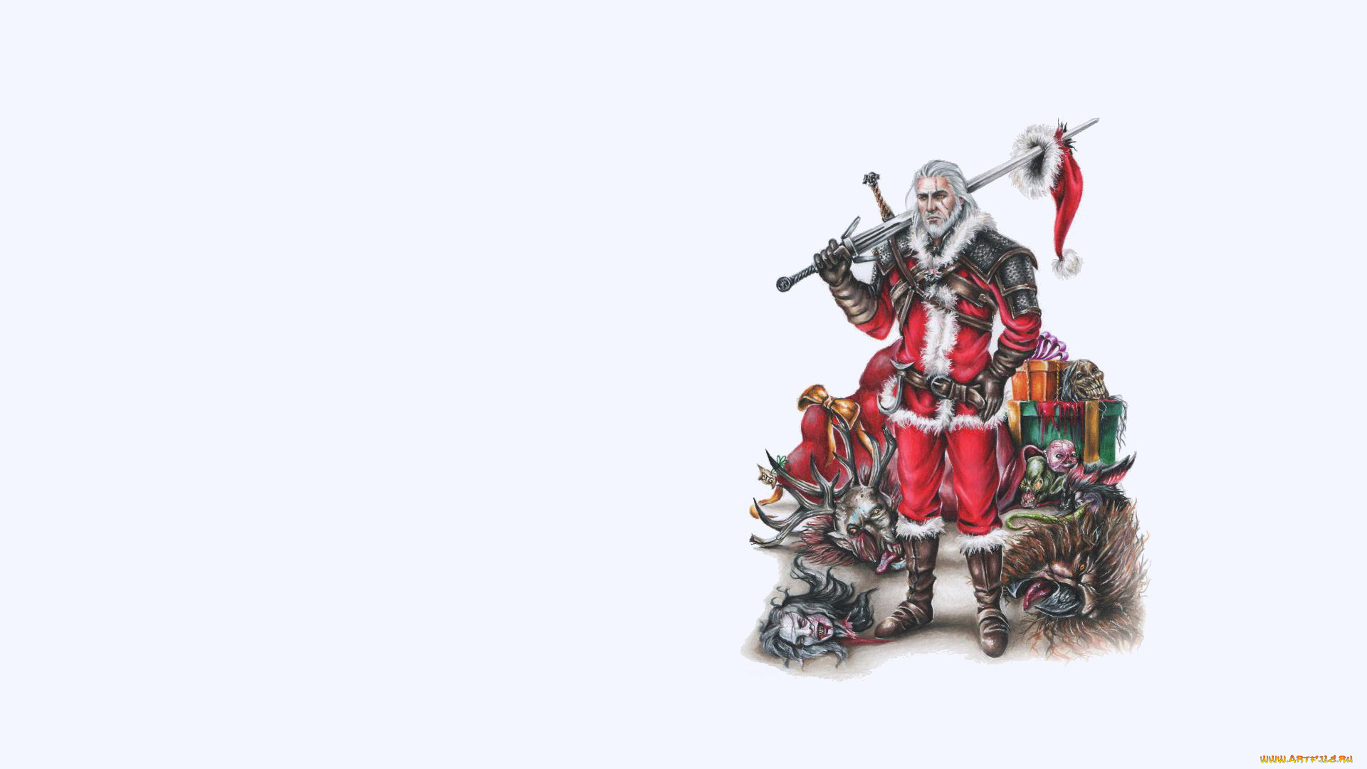 разное, арты, геральт, ведьмак, меч, трупы, подарки, костюм