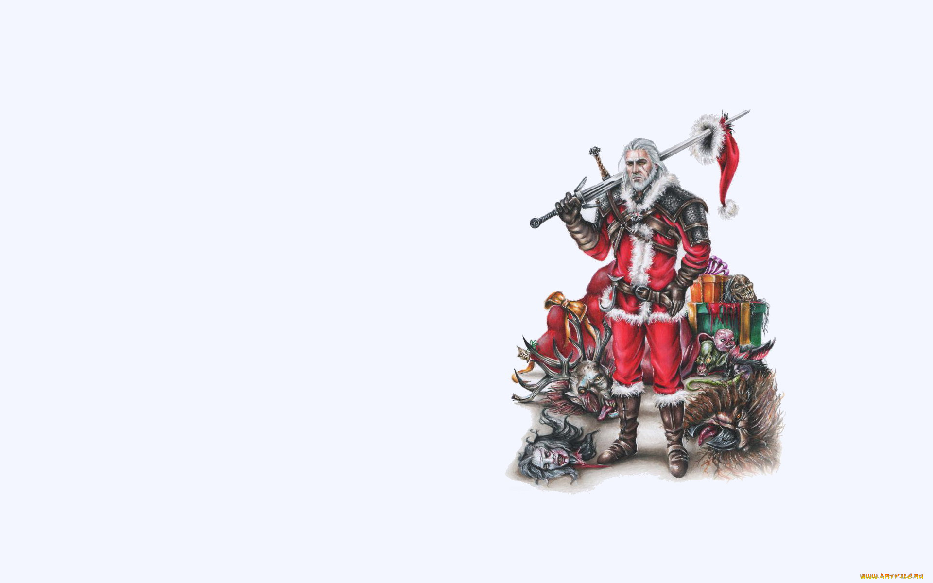 разное, арты, геральт, ведьмак, меч, трупы, подарки, костюм