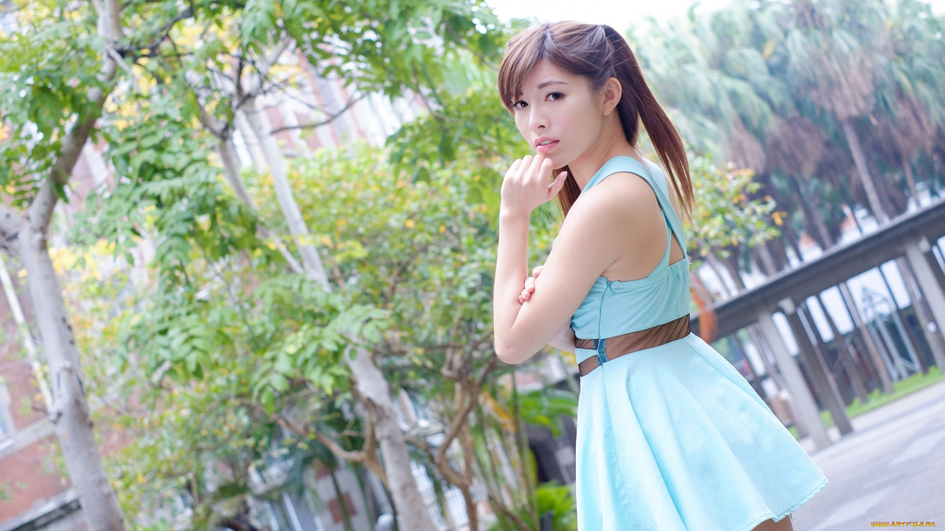 девушки, -, азиатки, платье, мини, азиатка