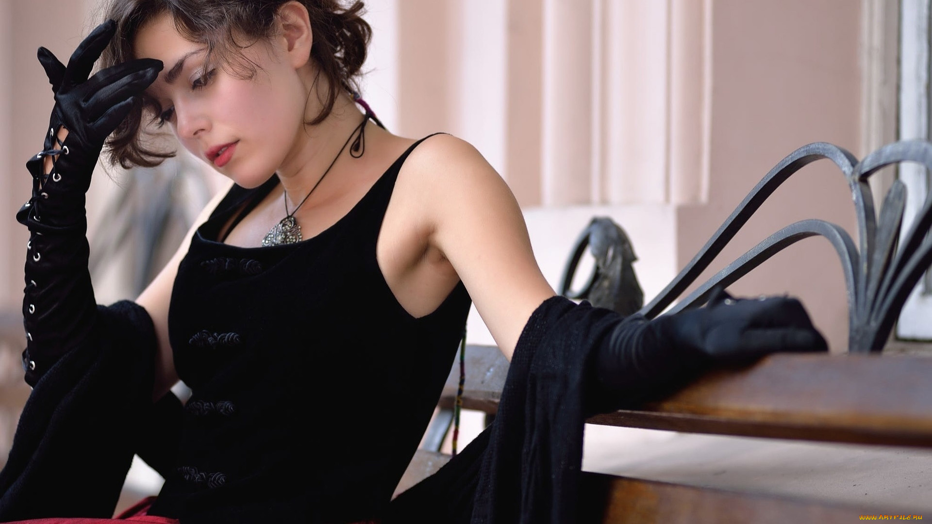 девушки, -, брюнетки, , шатенки, медальон, перчатки, брюнетка, шаль, влада