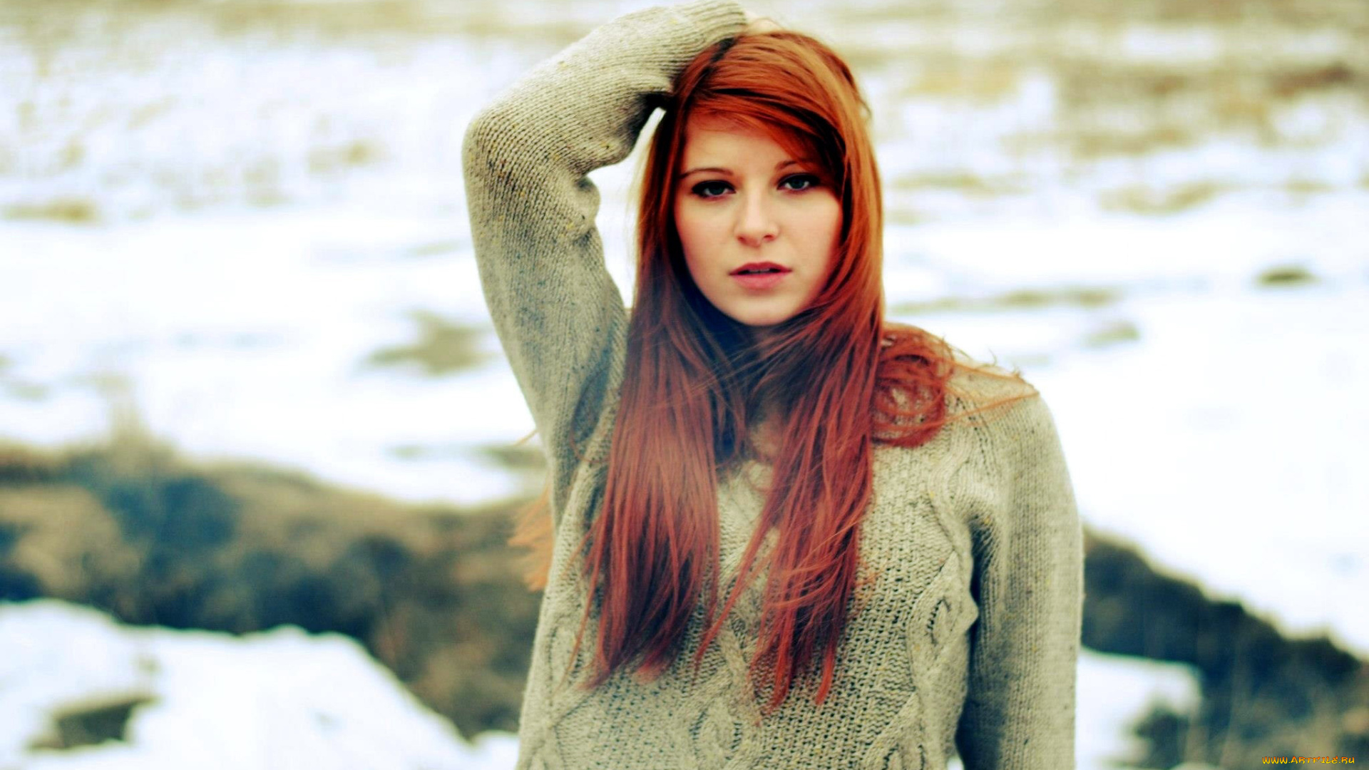 девушки, -, рыжеволосые, и, разноцветные, свитер, рыженькая