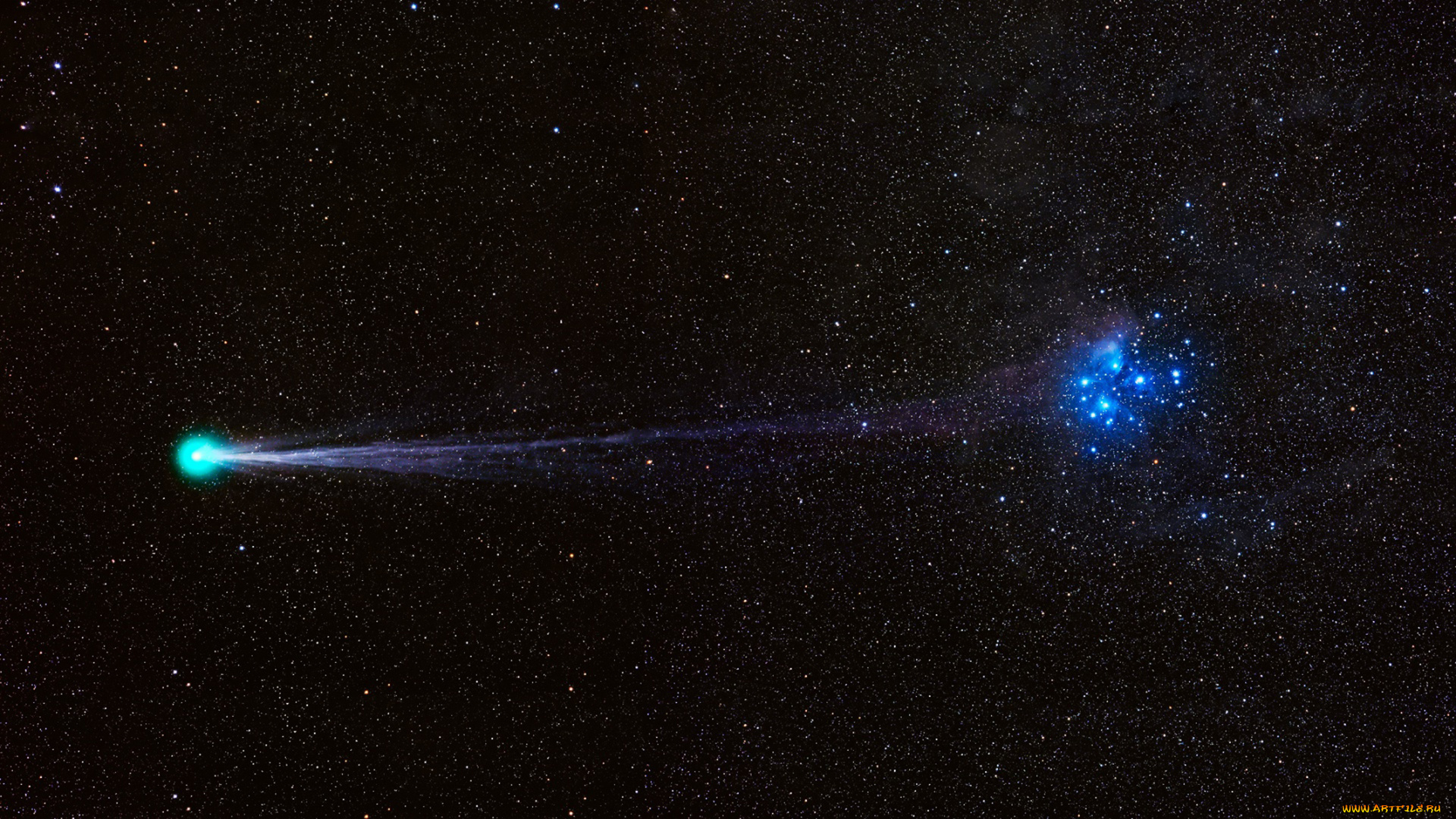 космос, кометы, метеориты, комета, хвост, небо, звёзды, туманность, свечение, галактика, вселенная, пространство, бесконечность