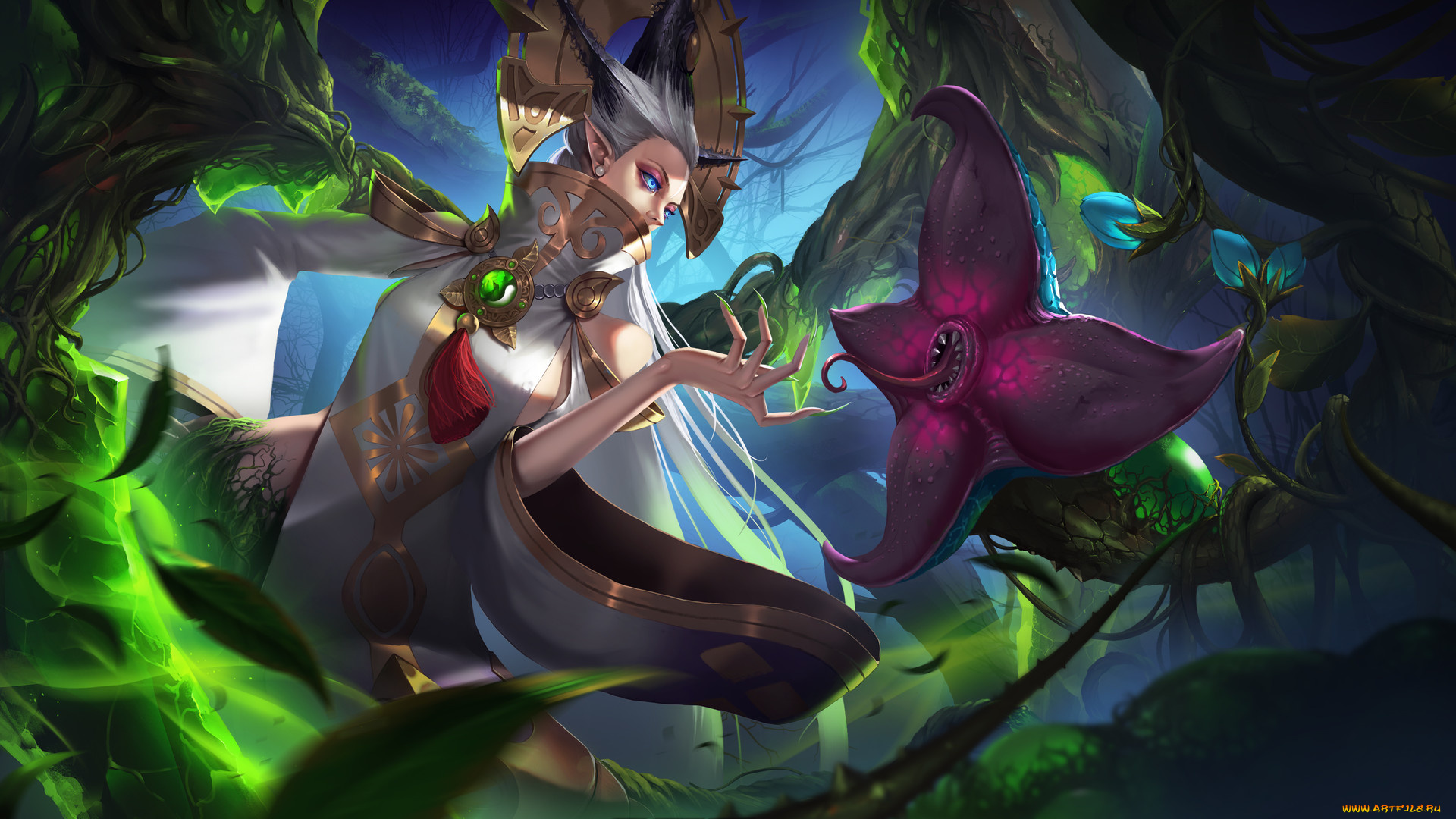 видео, игры, legend, of, ace, девушка, растения, цветок