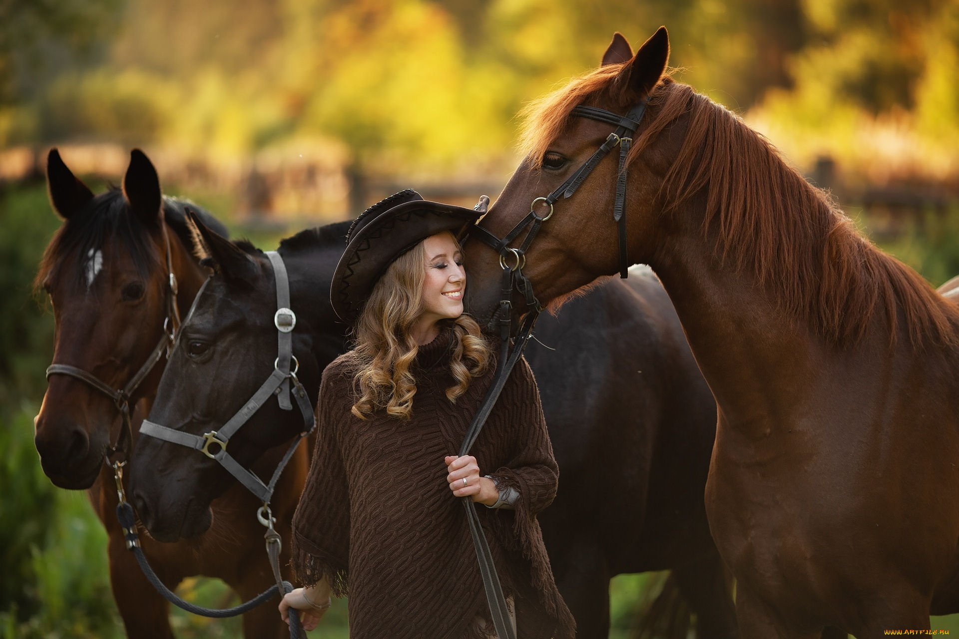 девушки, -, блондинки, , светловолосые, блондинка, локоны, шляпа, лошади