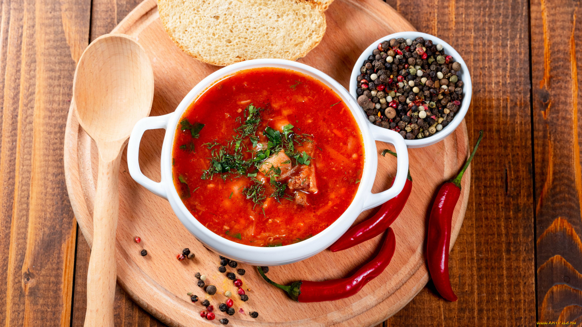 еда, первые, блюда, перец, борщ, хлеб