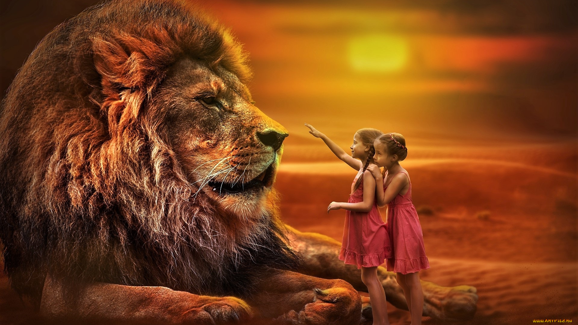 разное, компьютерный, дизайн, лев, девочки