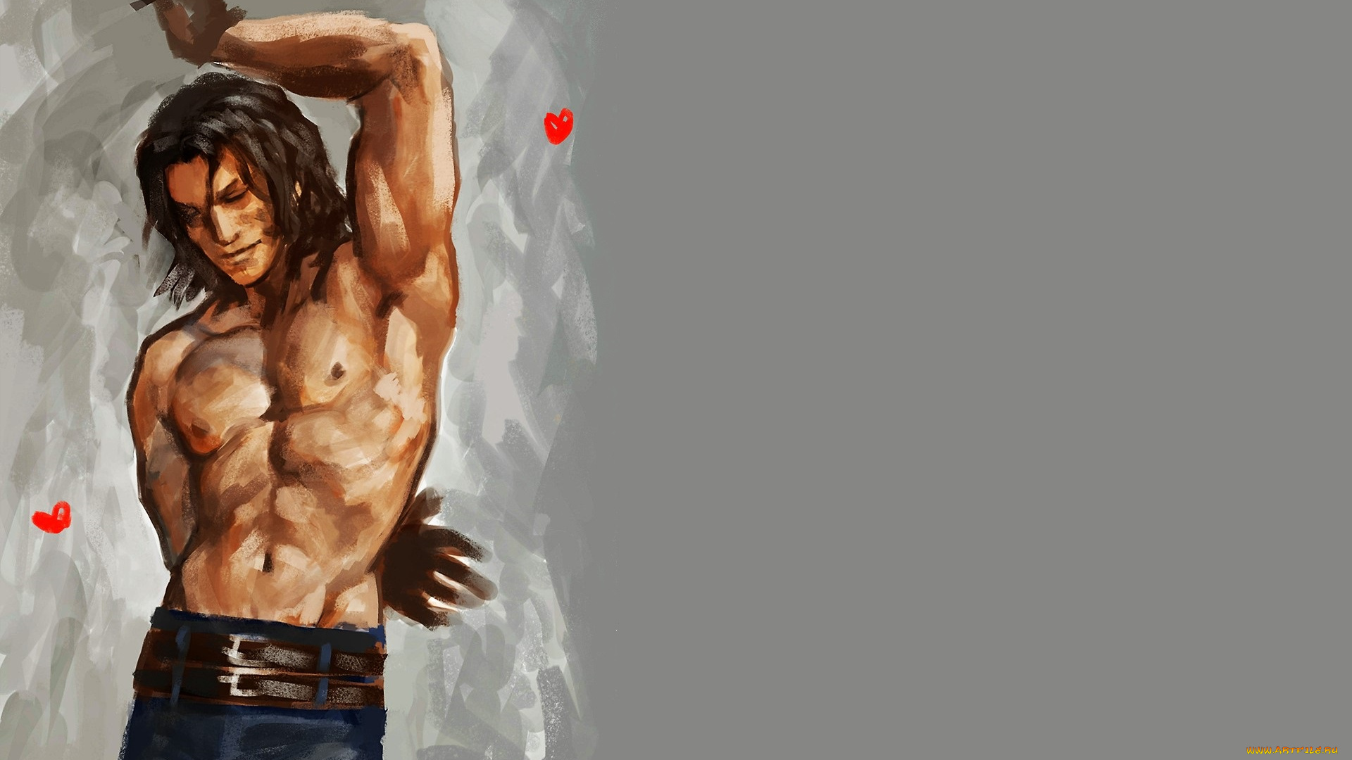 рисованное, люди, мужчина, торс