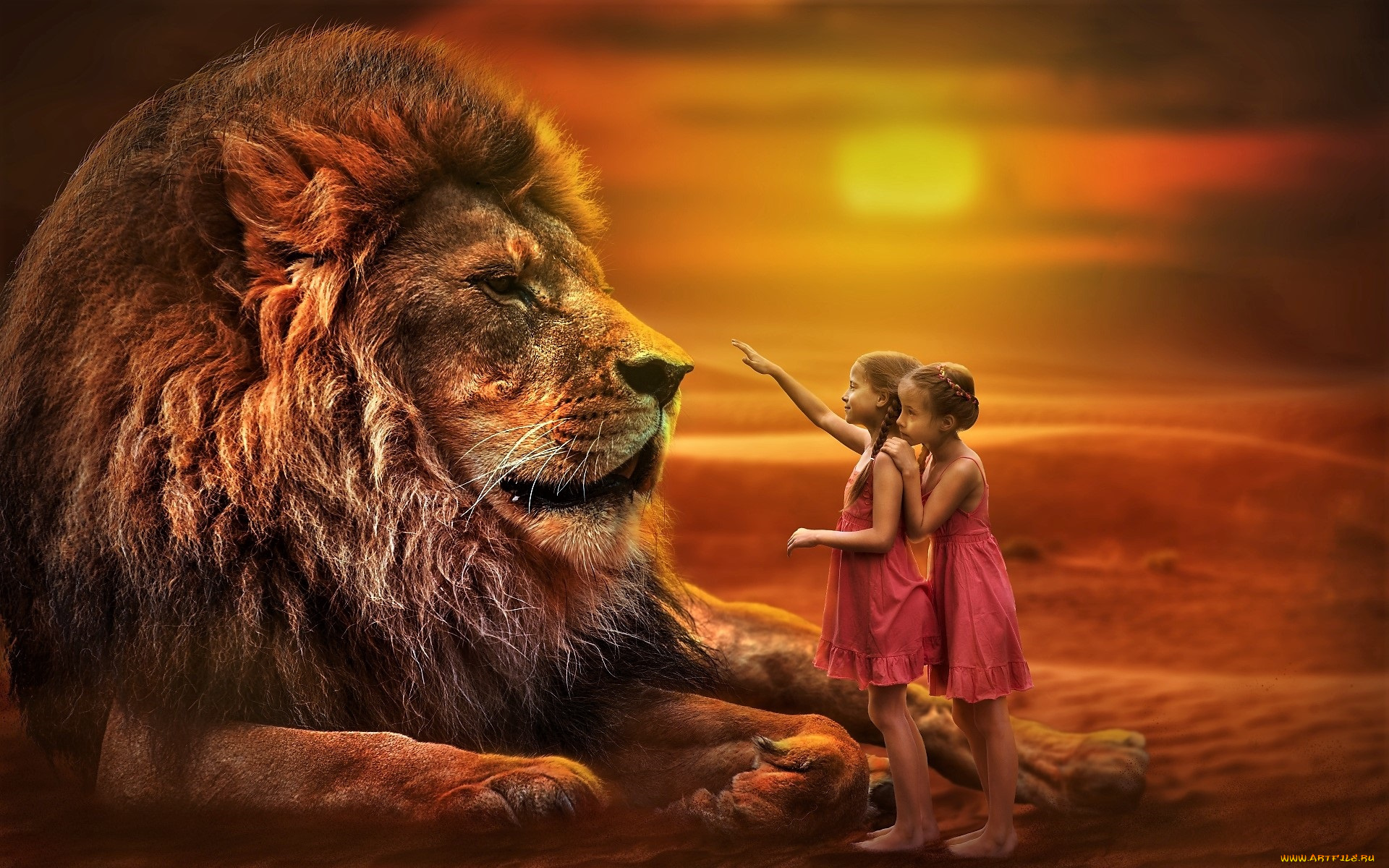 разное, компьютерный, дизайн, лев, девочки