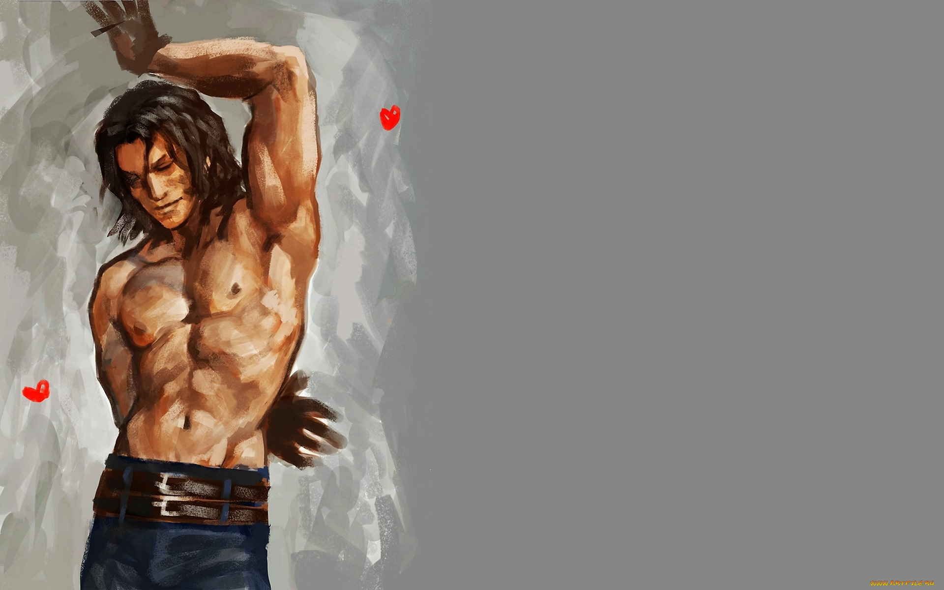 рисованное, люди, мужчина, торс