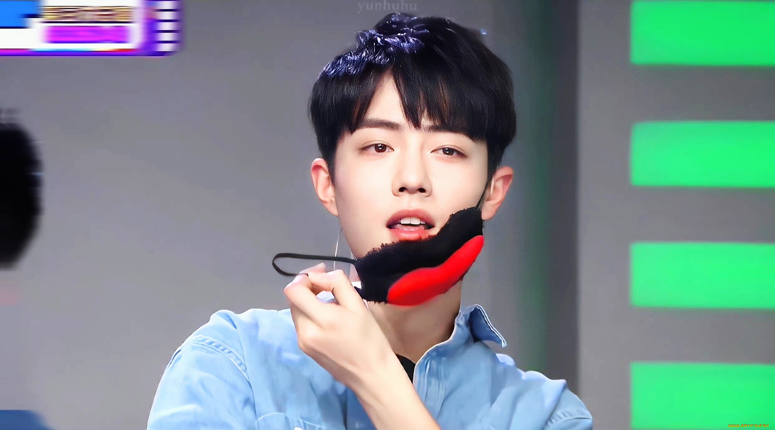 мужчины, xiao, zhan, лицо, маска, рубашка