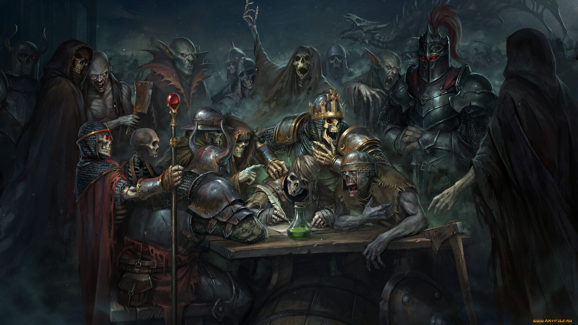 фэнтези, нежить, скелеты, письмо