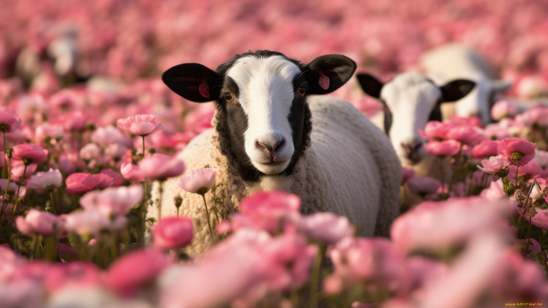 разное, компьютерный, дизайн, барашек, поле, цветы