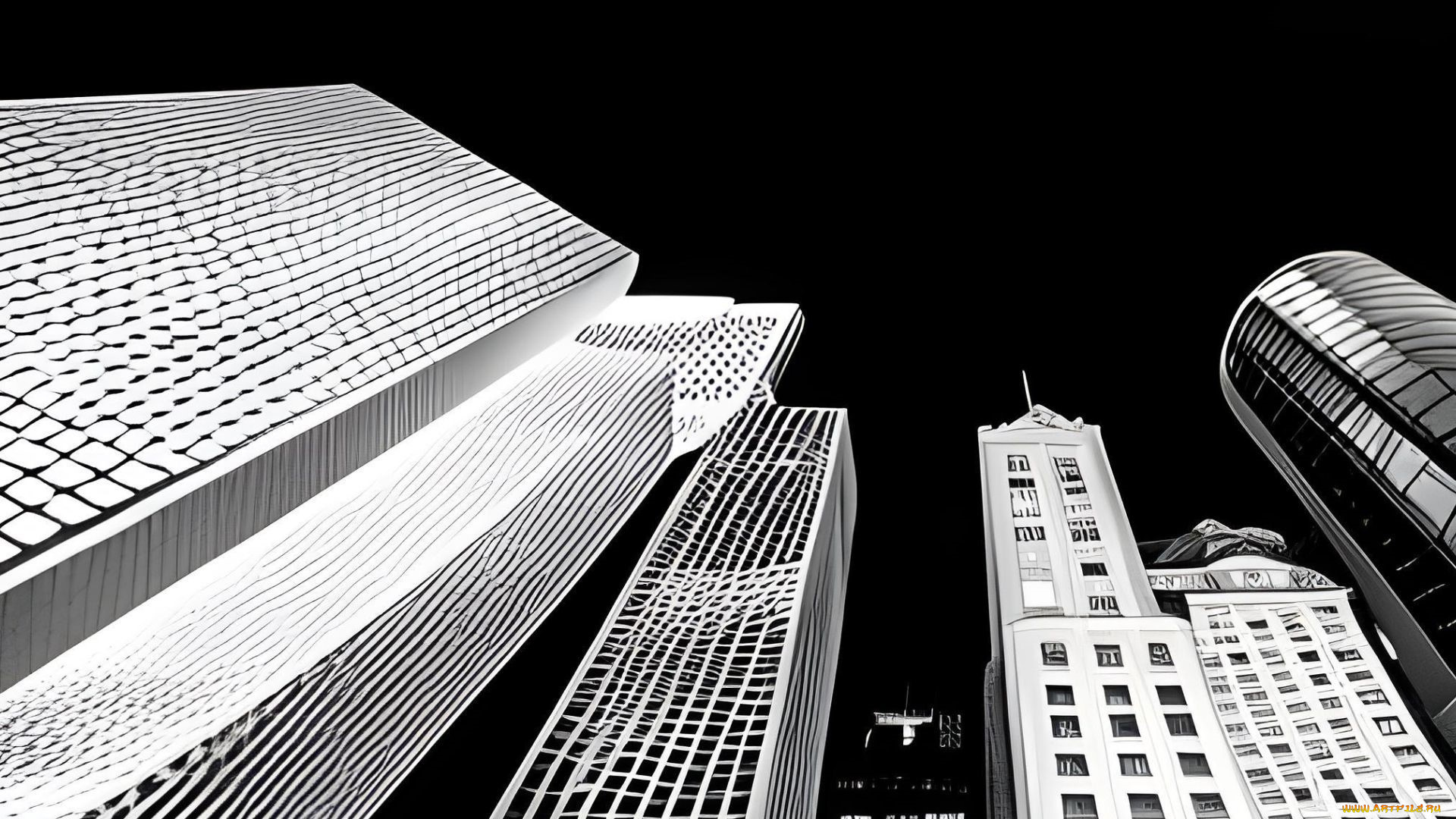 рисованное, города, дома, здания, высотки, город