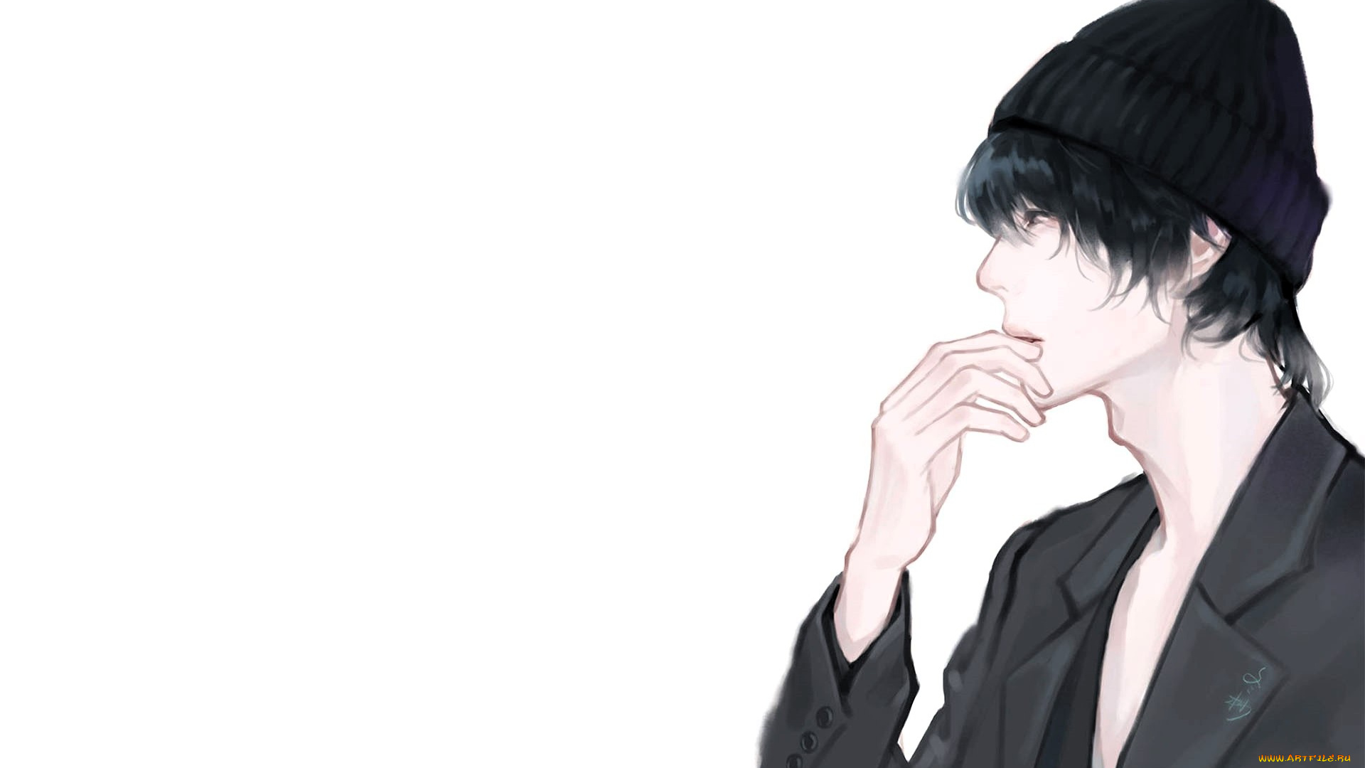 рисованное, люди, ван, ибо, шапка, пиджак