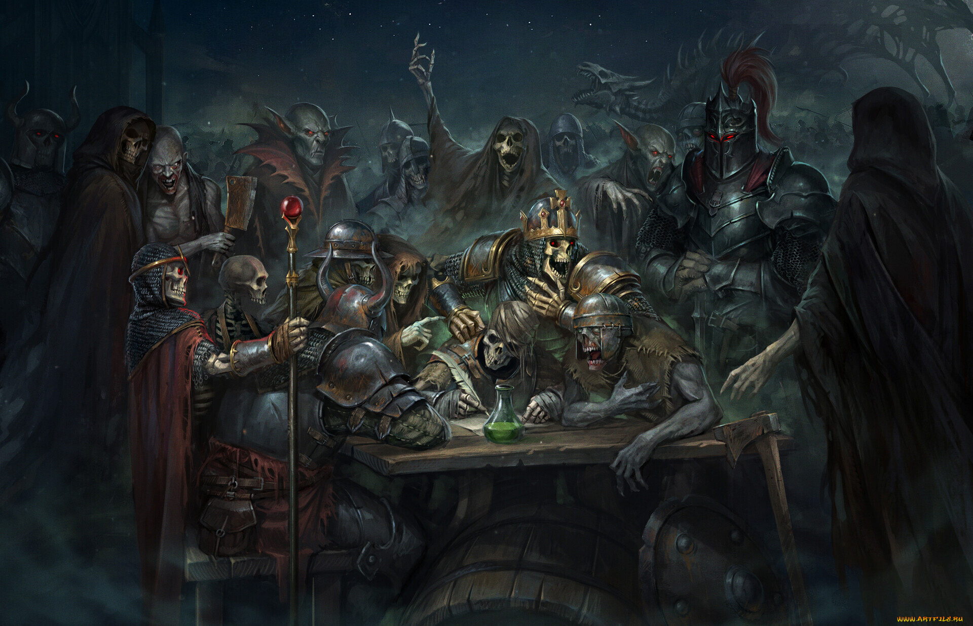 фэнтези, нежить, скелеты, письмо