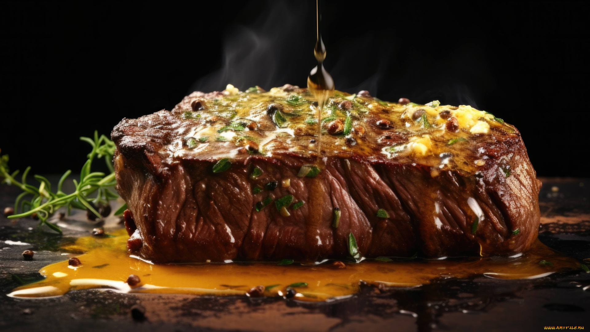 еда, мясные, блюда, розмарин, говядина, соус