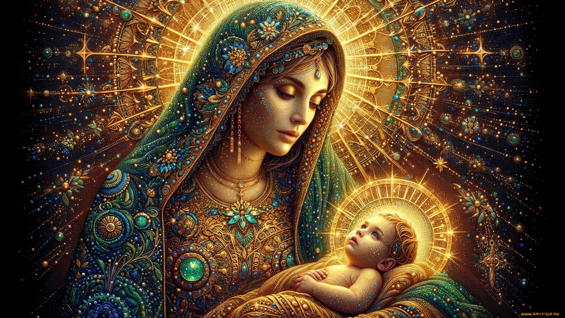 разное, религия, мадонна, младенец, рождество, нейросеть