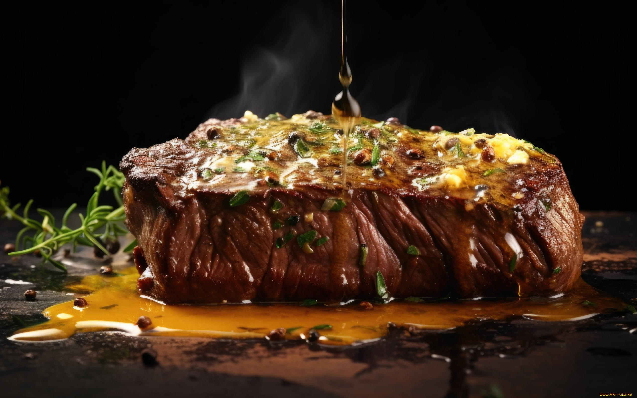 еда, мясные, блюда, розмарин, говядина, соус