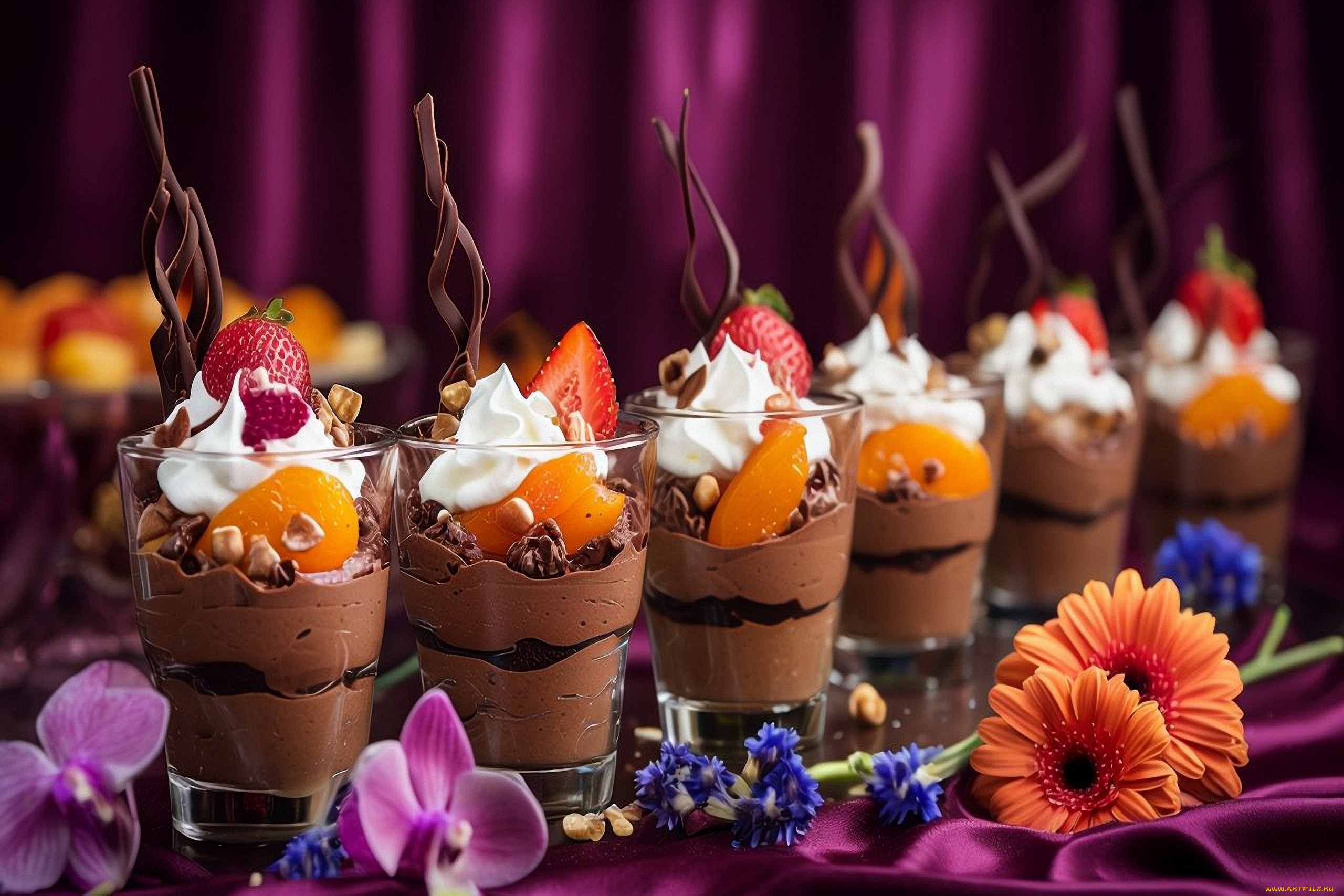 еда, мороженое, , десерты, шоколадный, десерт, клубника