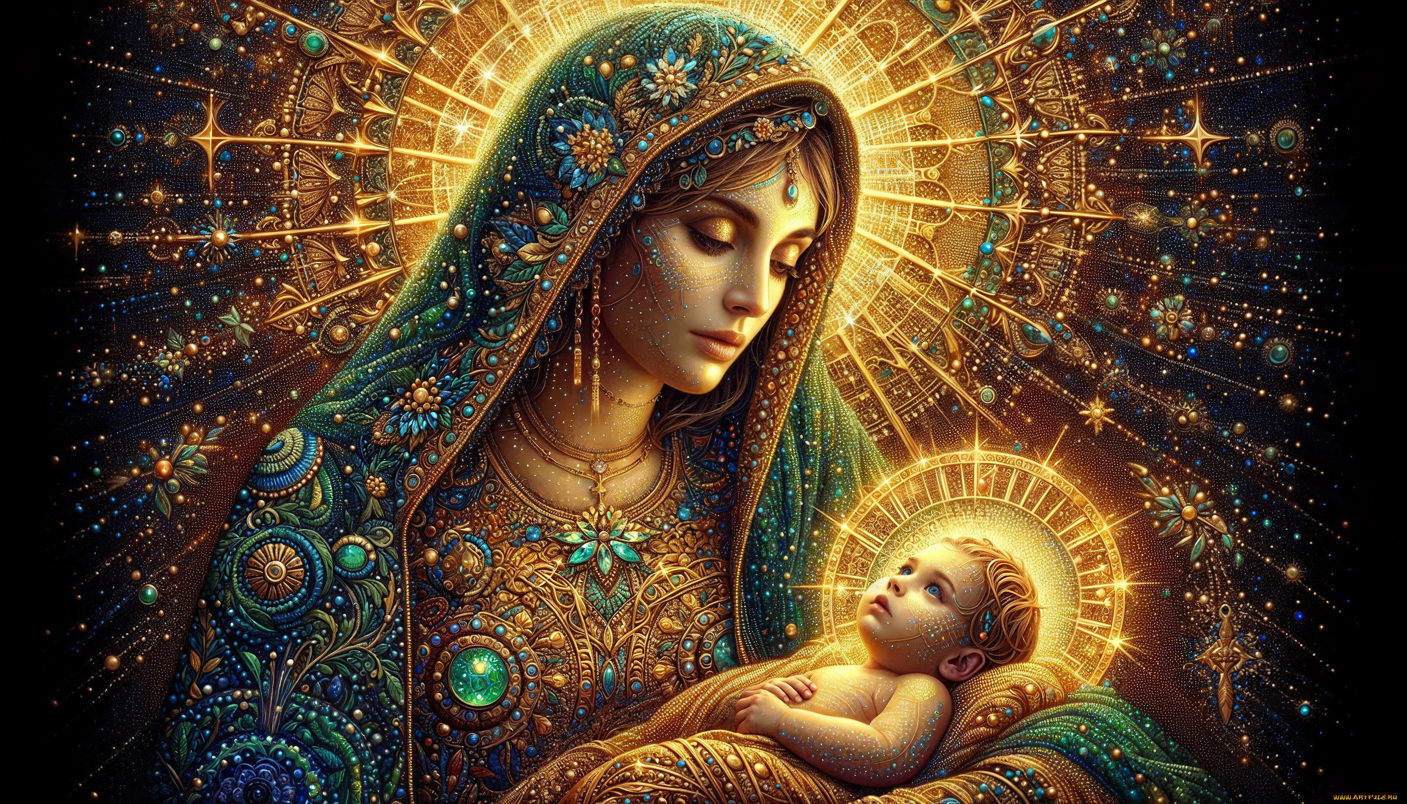 разное, религия, мадонна, младенец, рождество, нейросеть