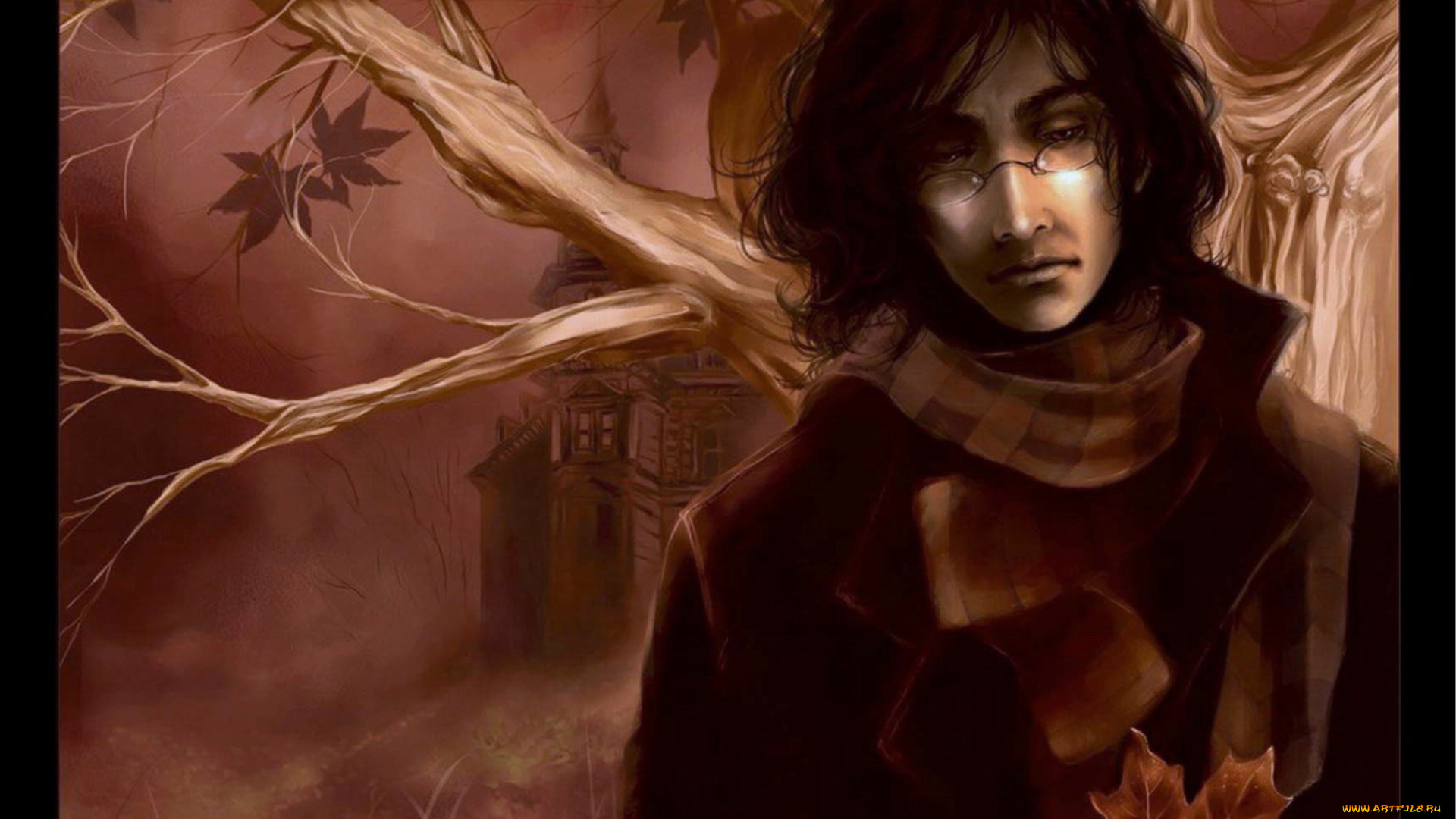 осенний, ветер, v1, рисованные