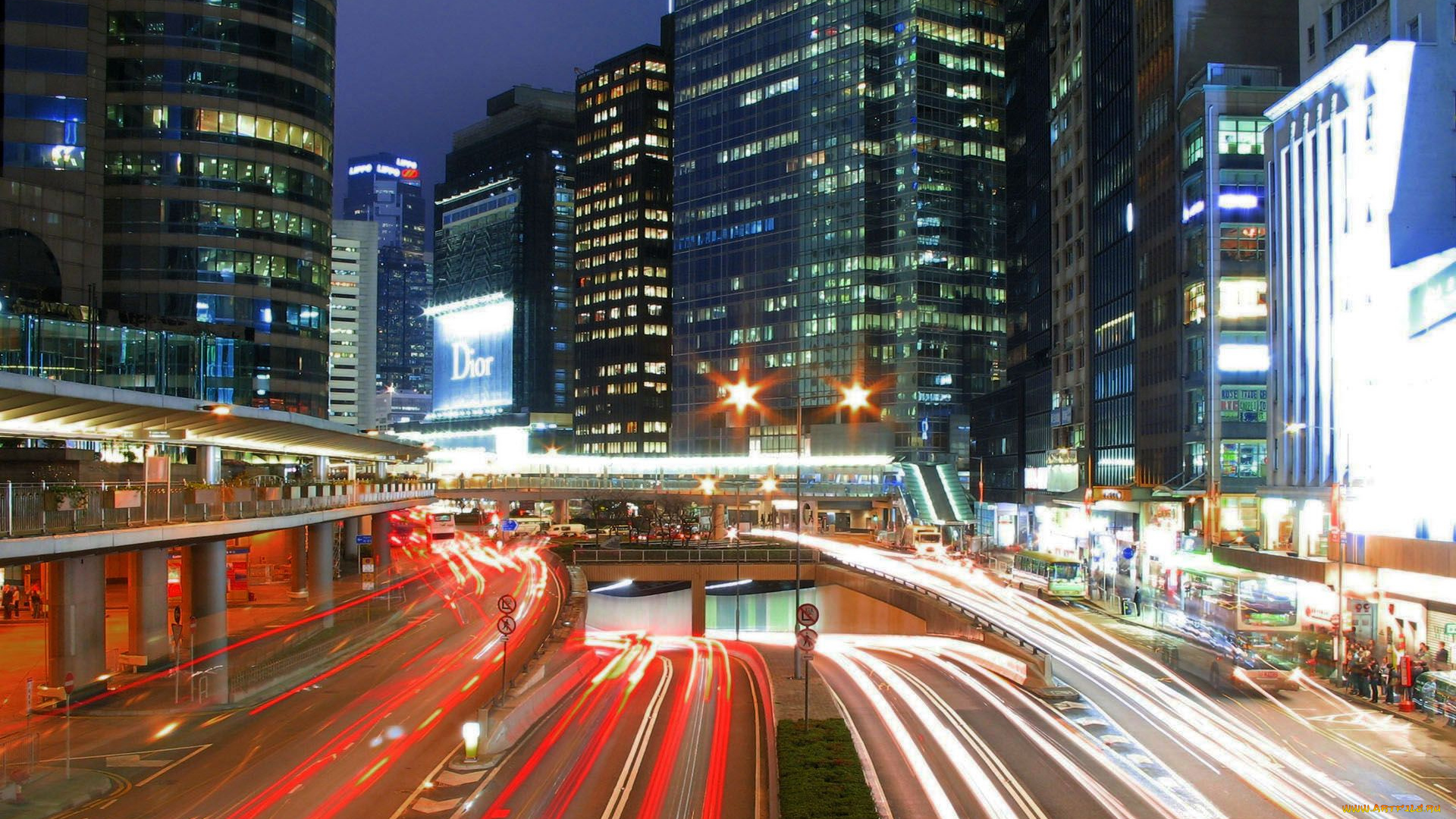 города, огни, ночного