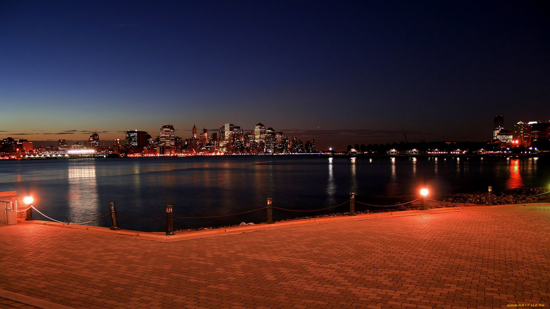 города, огни, ночного