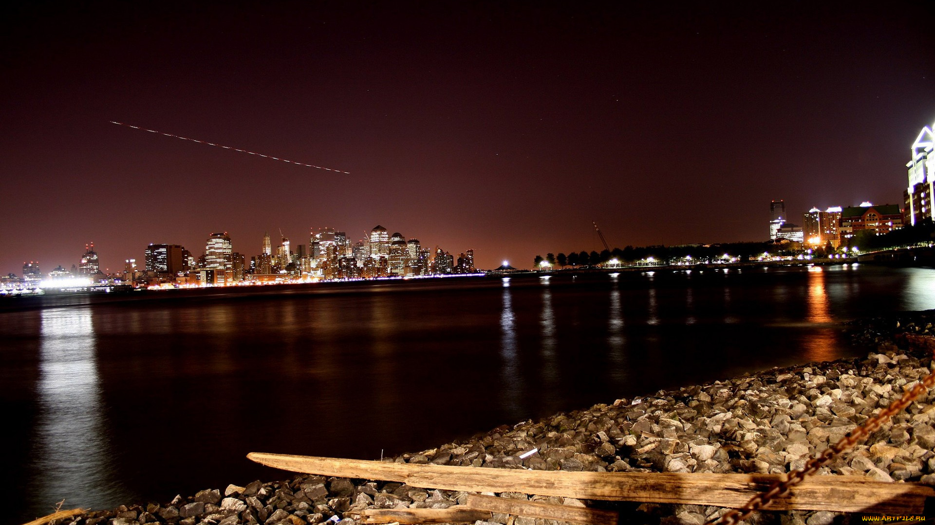 города, огни, ночного