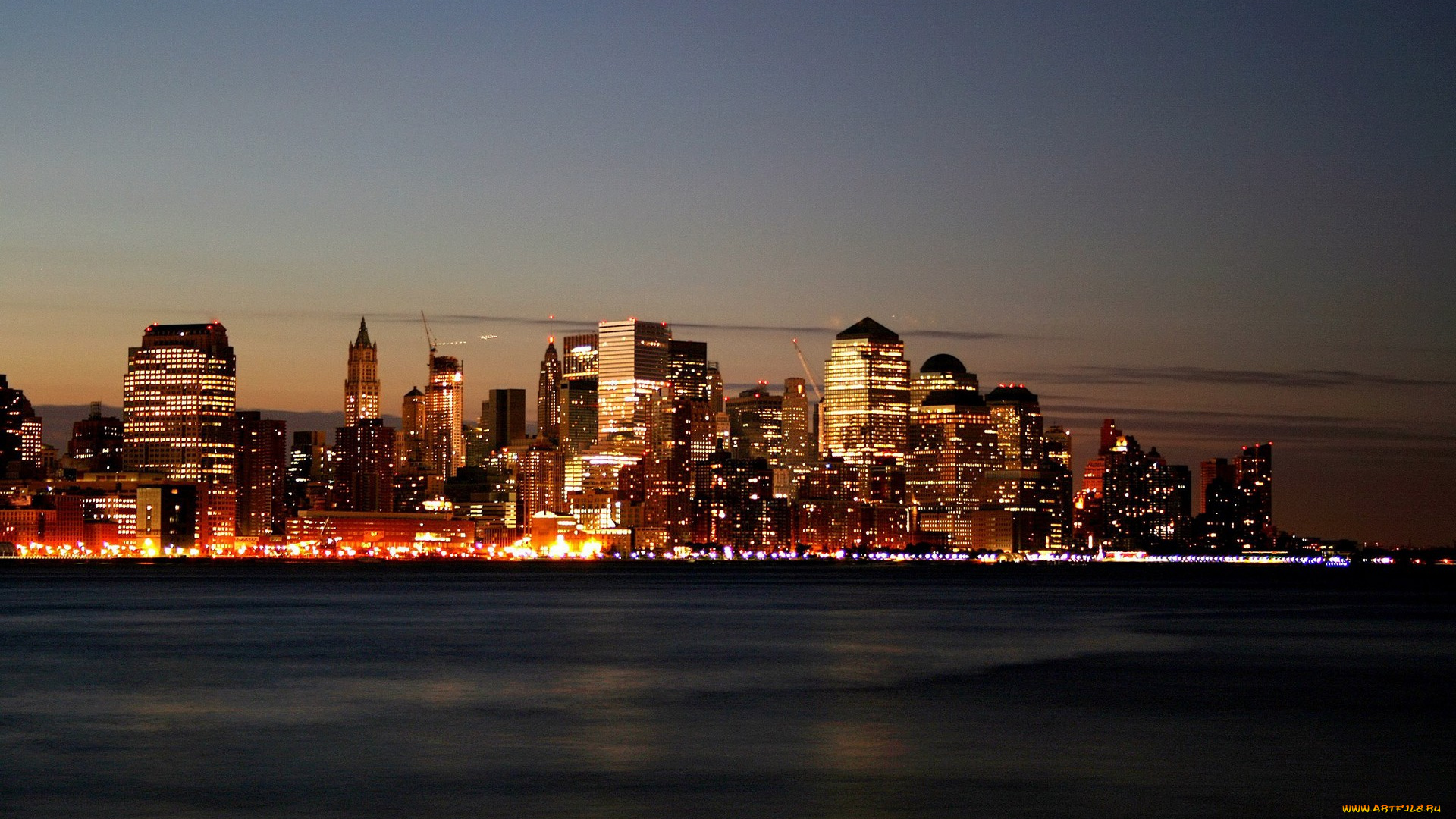 города, огни, ночного