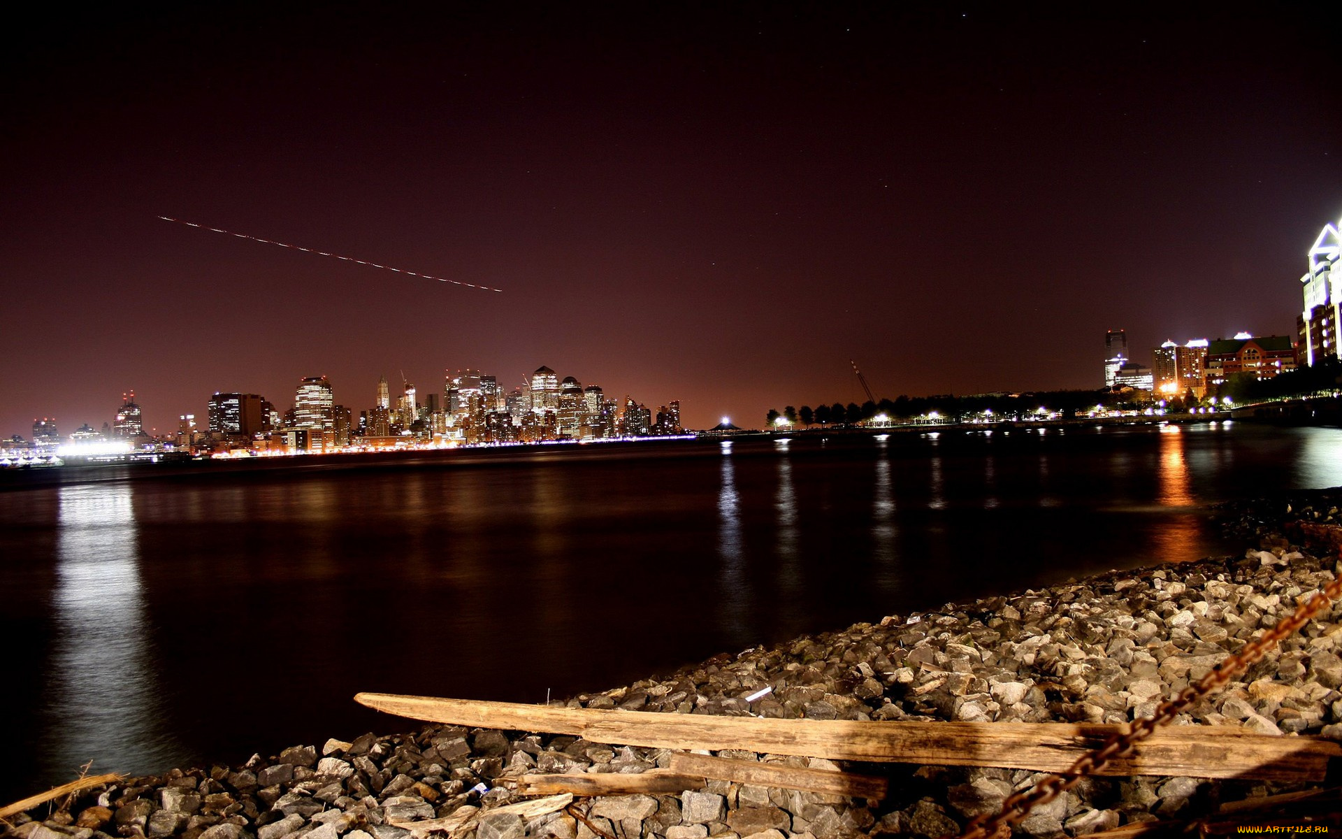 города, огни, ночного