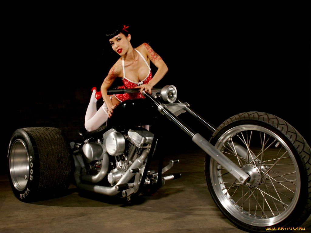 мотоциклы, мото, девушкой