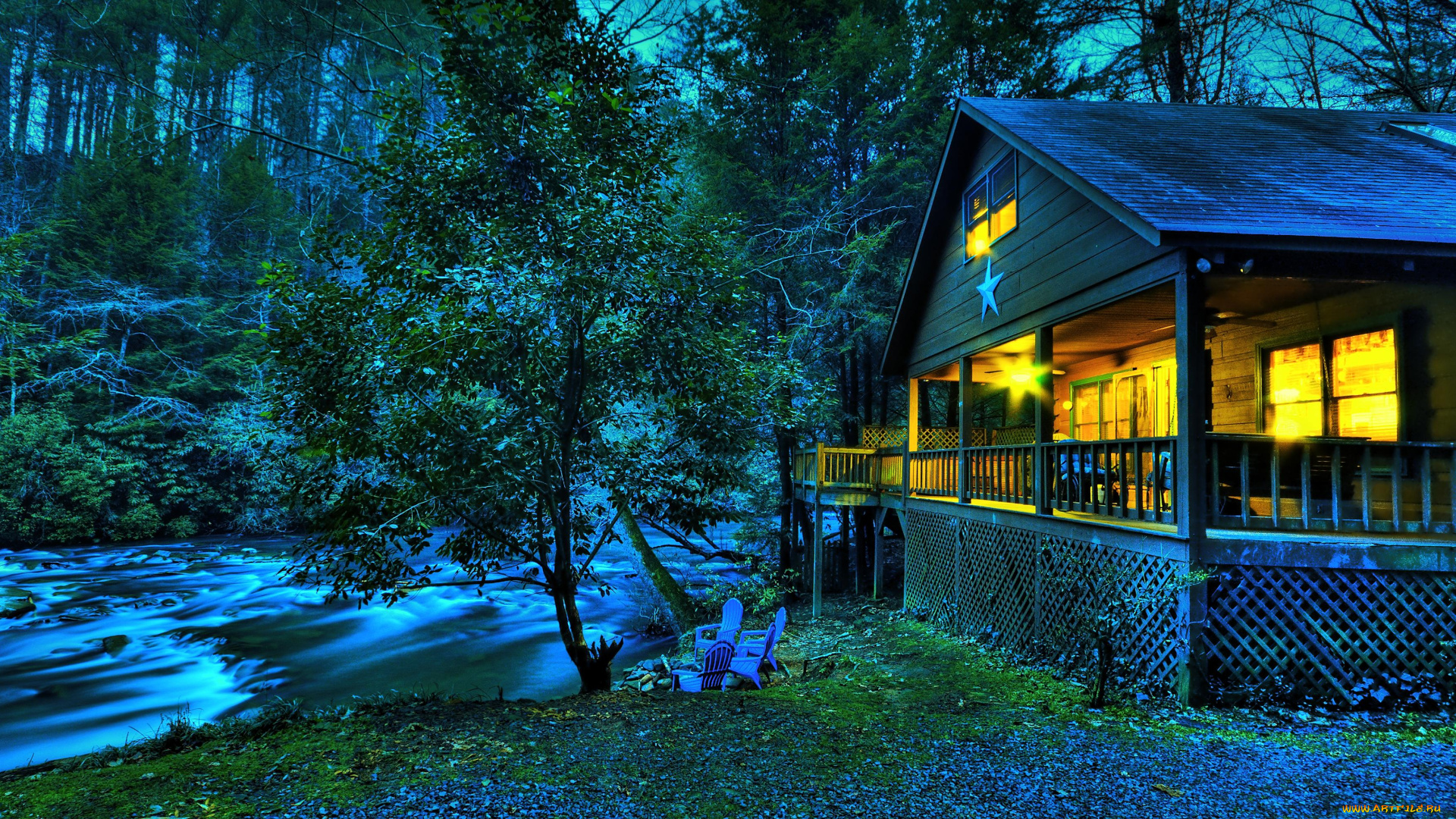 города, здания, дома, hdr, лес, свет, деревья, река, вода, природа