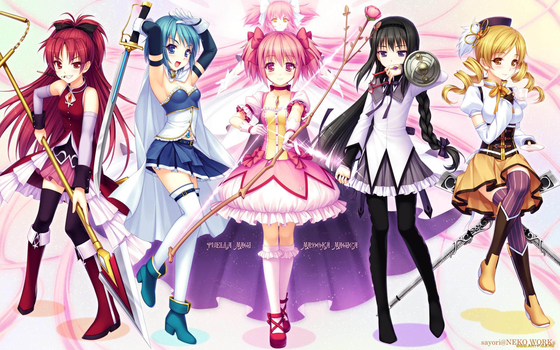 аниме, mahou, shoujo, madoka, magika, персонажи
