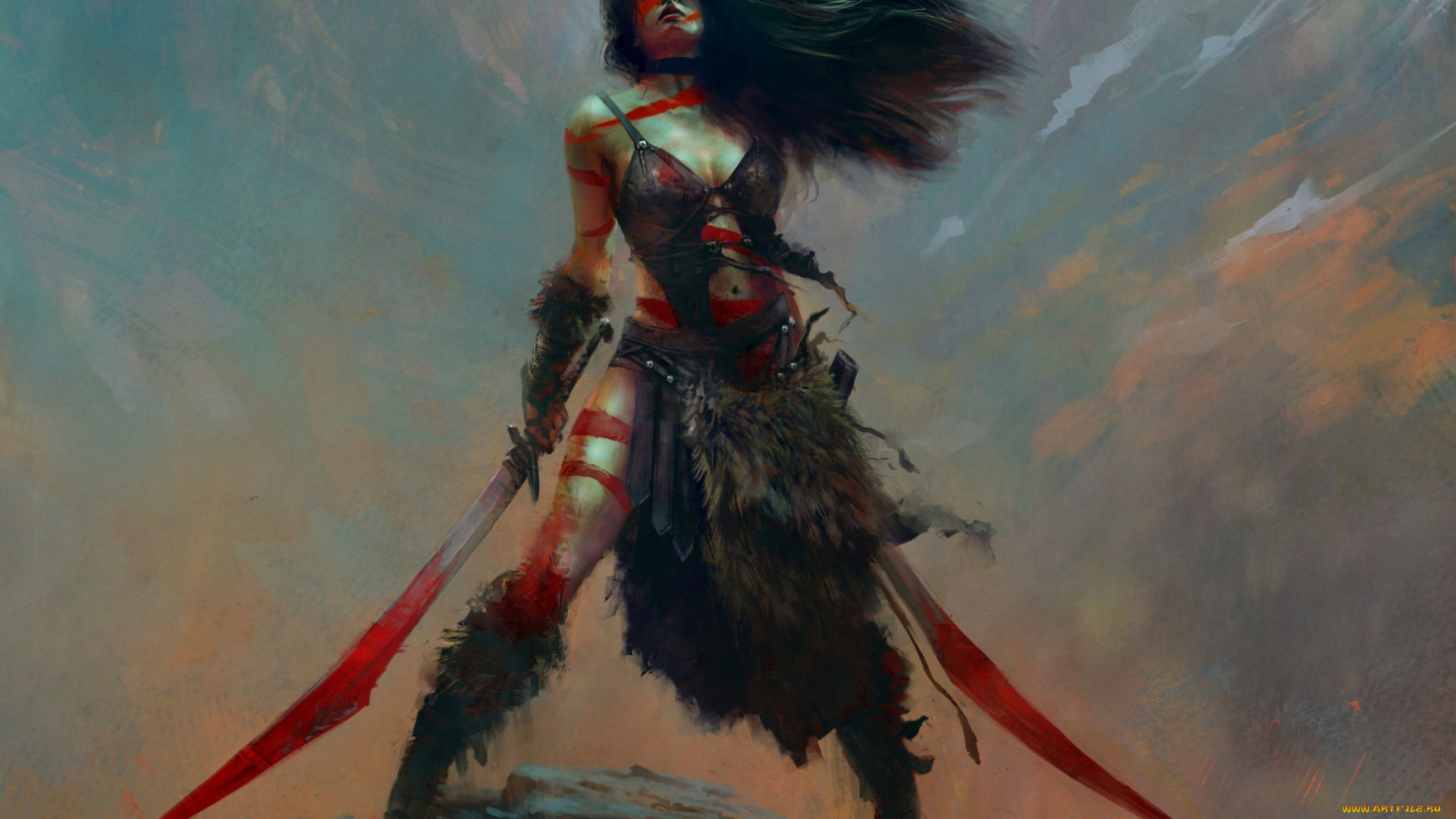 maciej, kuciara, фэнтези, девушки, амазонка, мечи