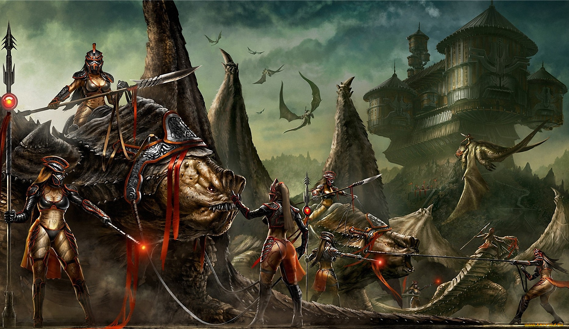 фэнтези, существа, валькирии, драконы, чудовища