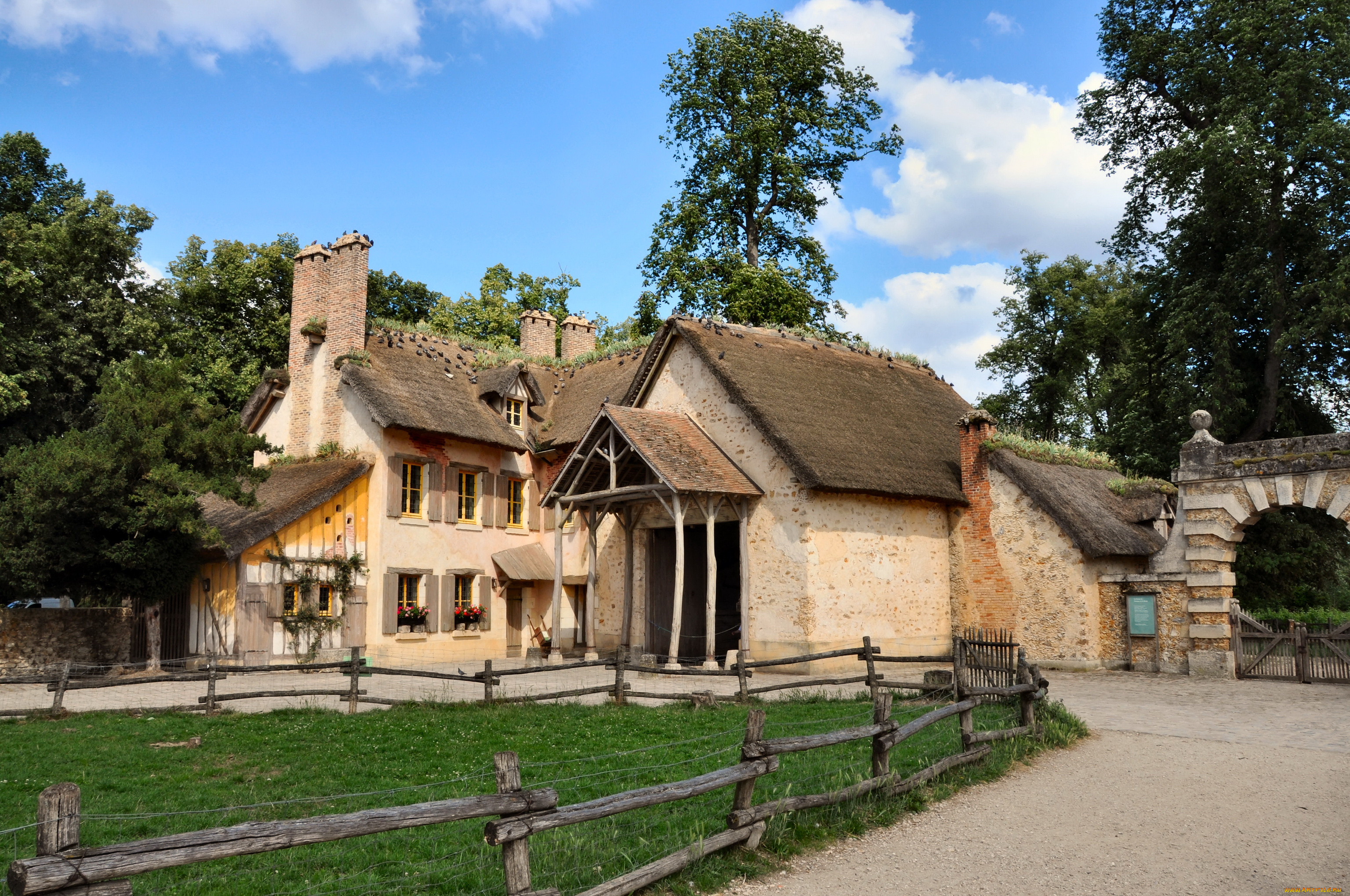 деревня, королевы, марии, антуанетты, versailles, франция, города, здания, дома, музей, ландшафт