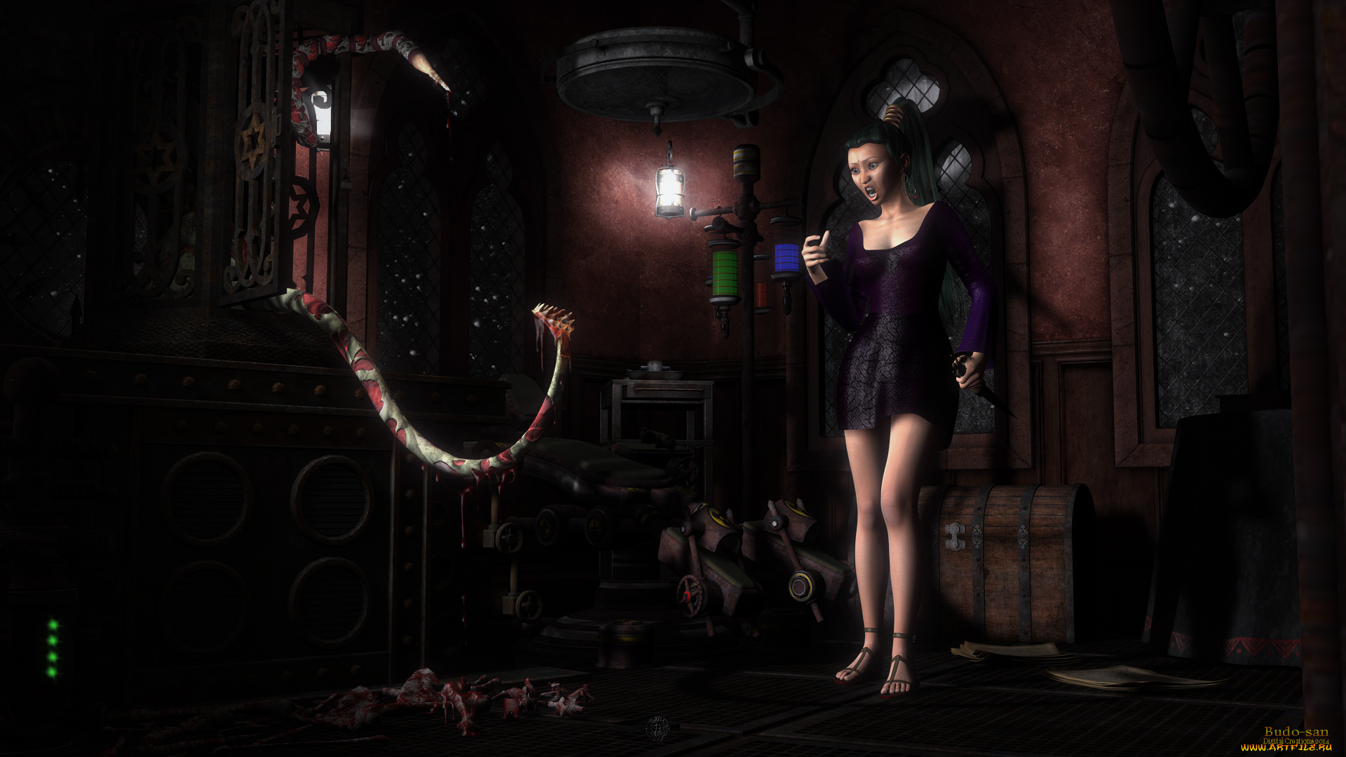 3д, графика, fantasy, , фантазия, девушка, страх