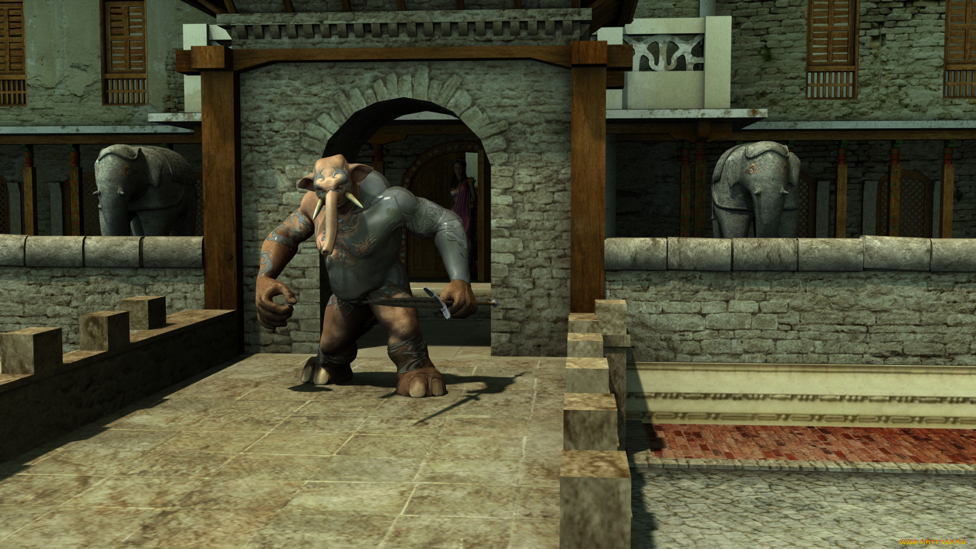 3д, графика, fantasy, , фантазия, слоны