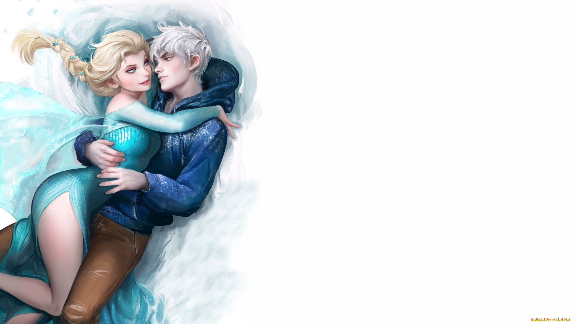 девушка, и, парень, рисованные, люди, frozen, холодное, сердце, хранители, снов, парень, девушка, rise, of, the, guardians