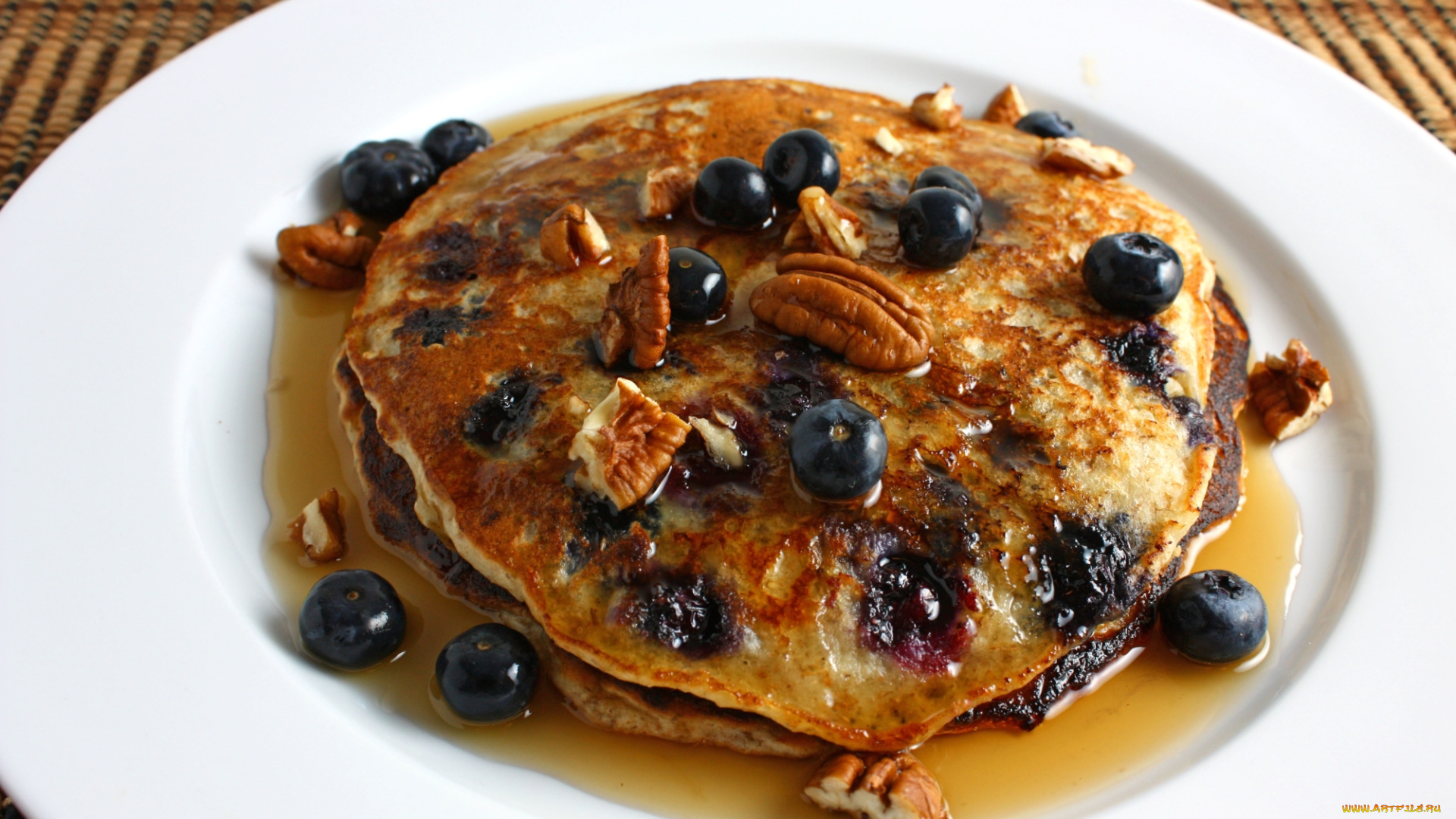 еда, блины, , оладьи, орех, оладьи, мед