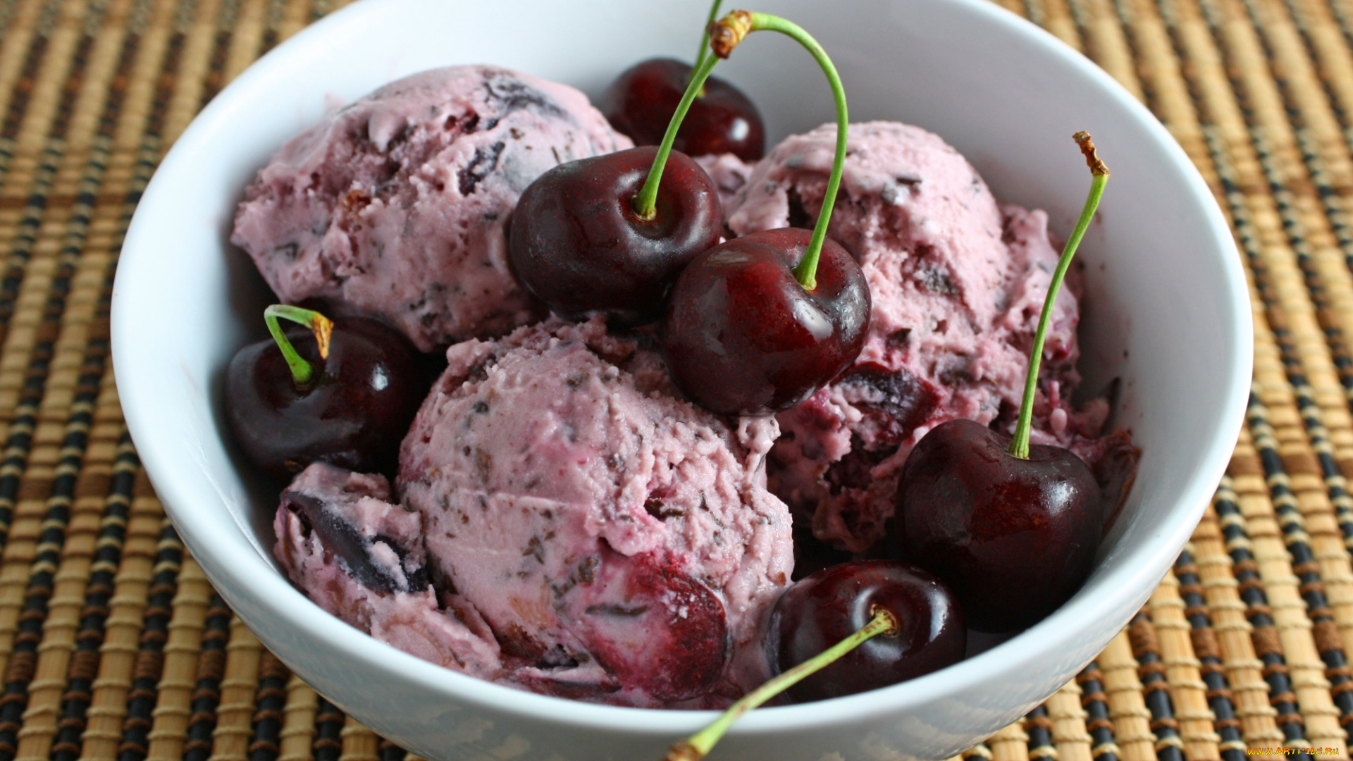 еда, мороженое, , десерты, десерт, черешня