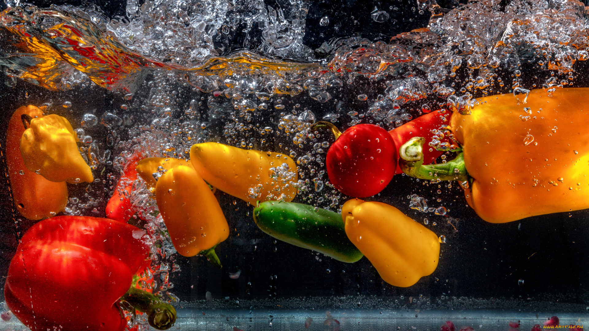 еда, перец, вода, перчики, пузырьки